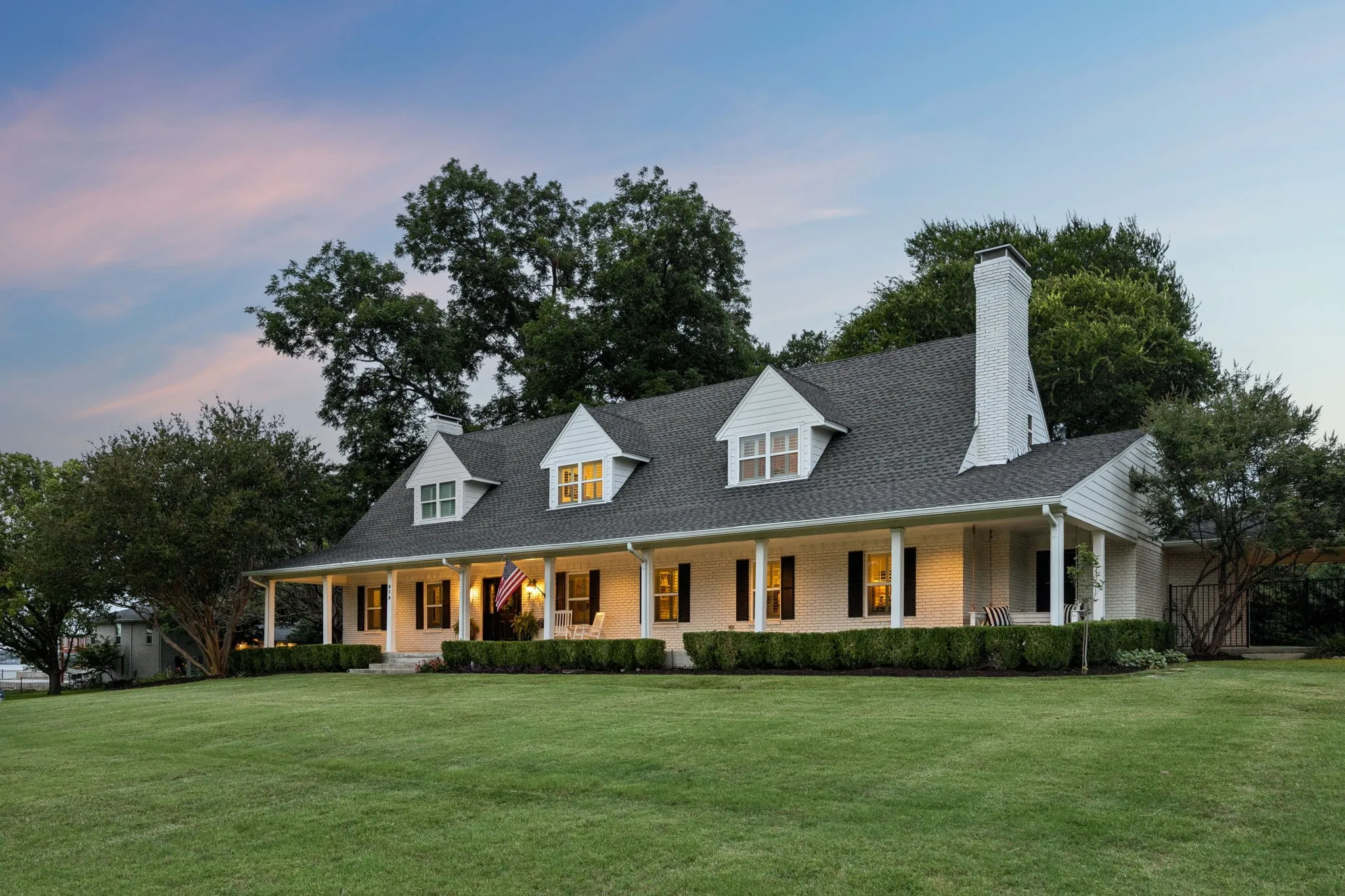 Evening view of this custom home