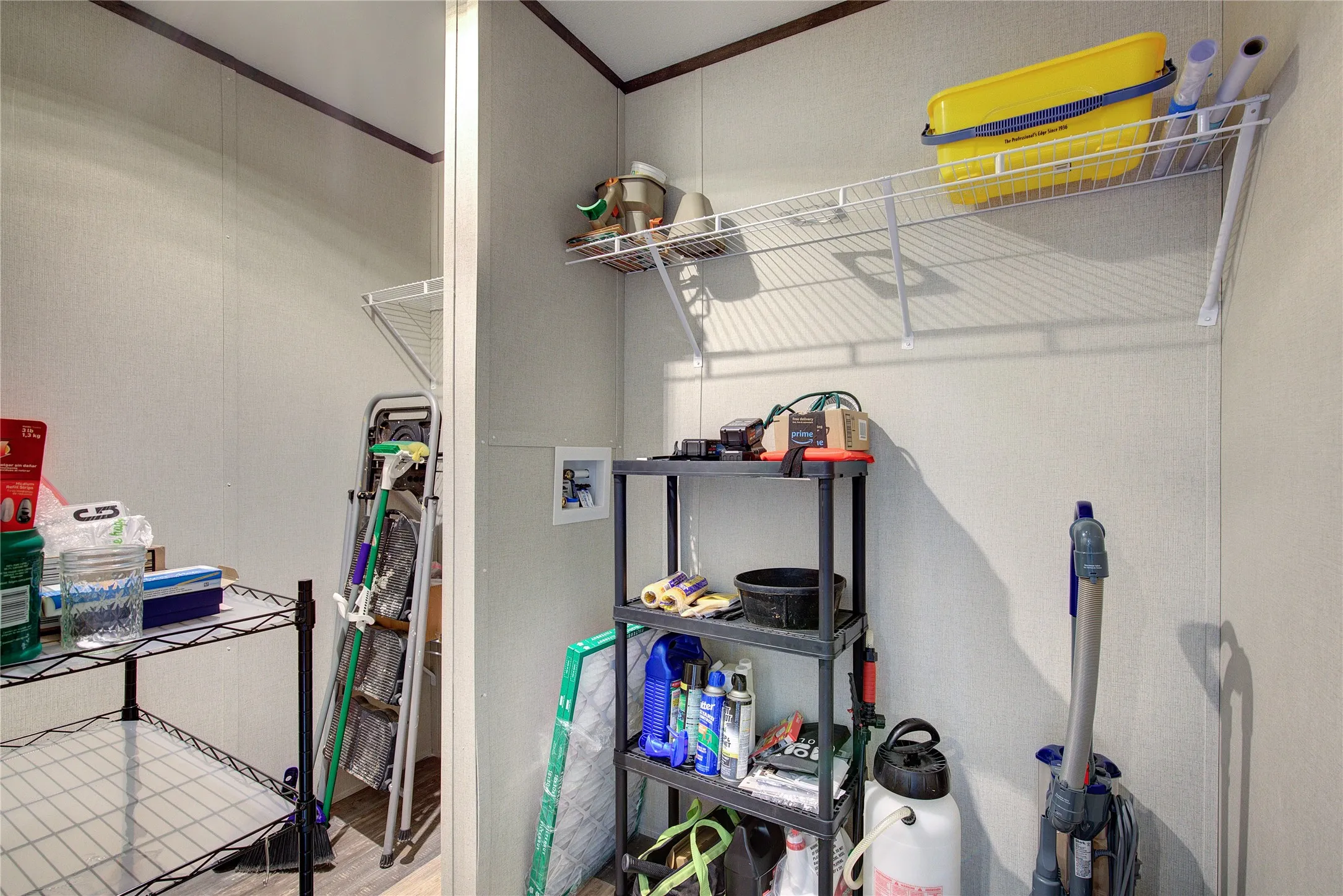 space for full size w/d, drip dry area or freezer