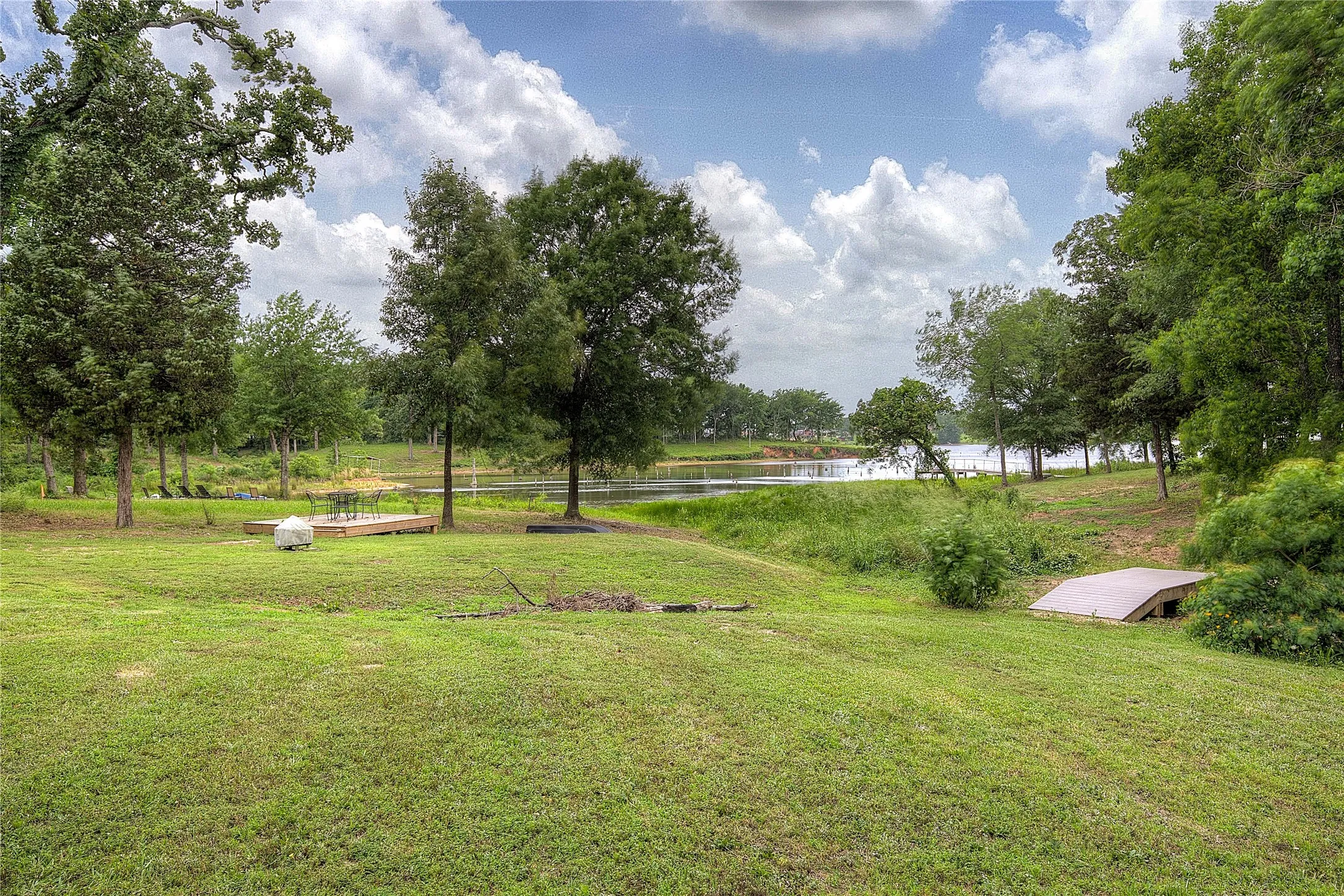 Your slice of Lake Fork, with picnic platform and bridge to your private dock!