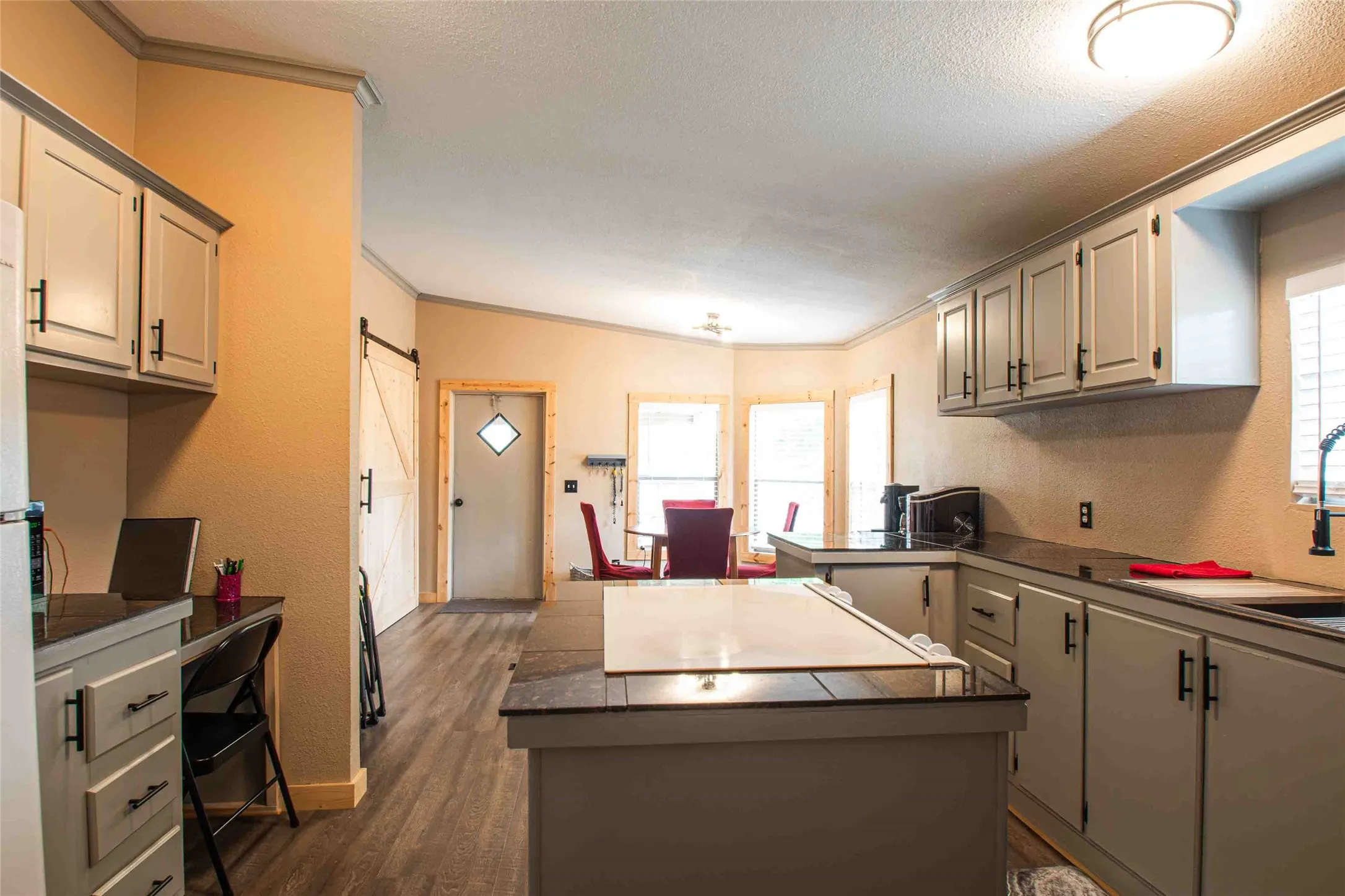 open concept kitchen and dining area