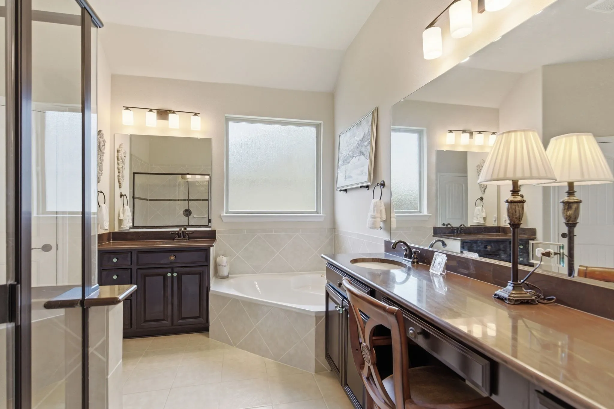 Custom luxury finishes in the Texas size primary ensuite bath.