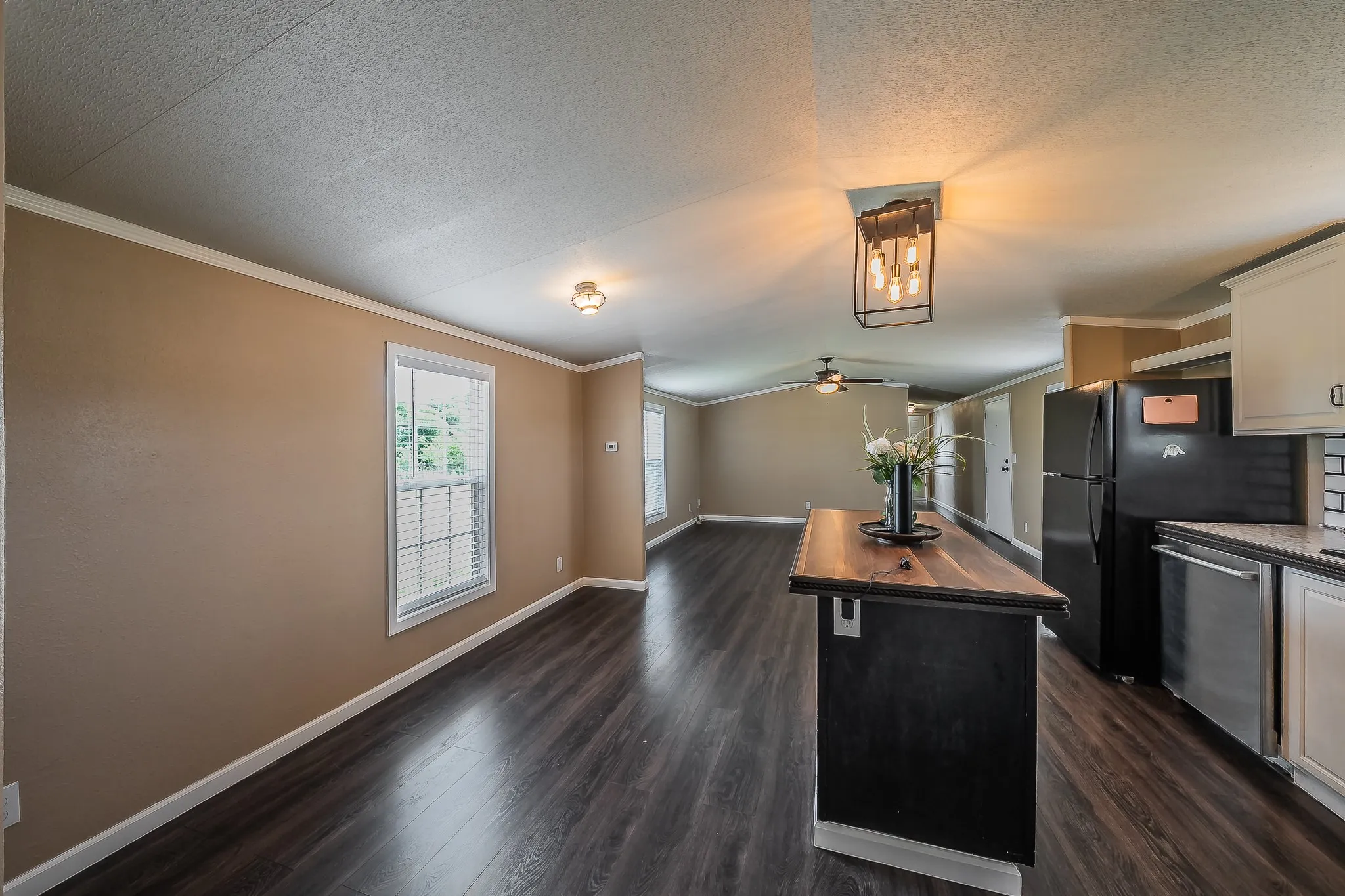 Open-concept kitchen and dining area