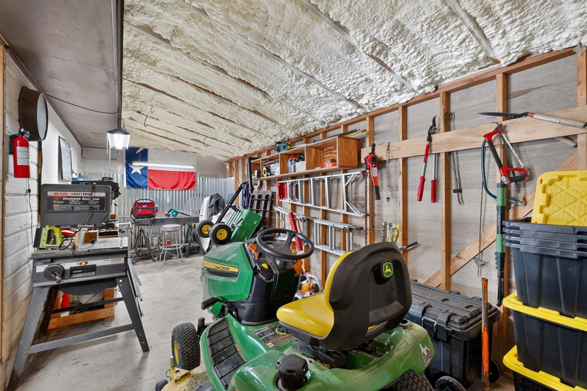Additional storage area inside the detached garage.