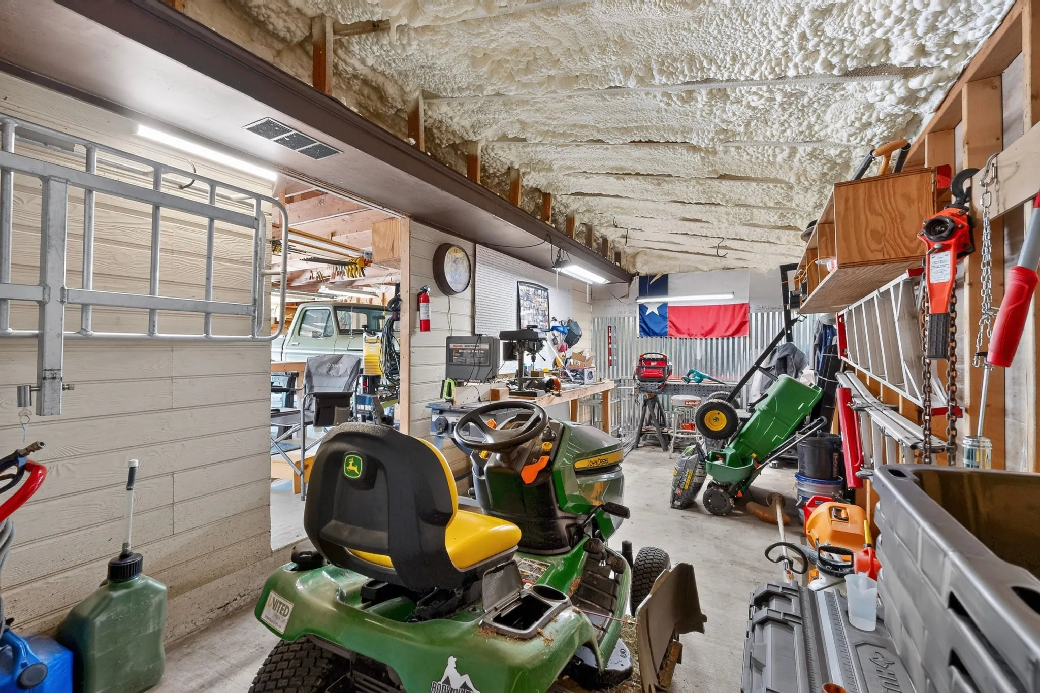 Additional storage area inside the detached garage.