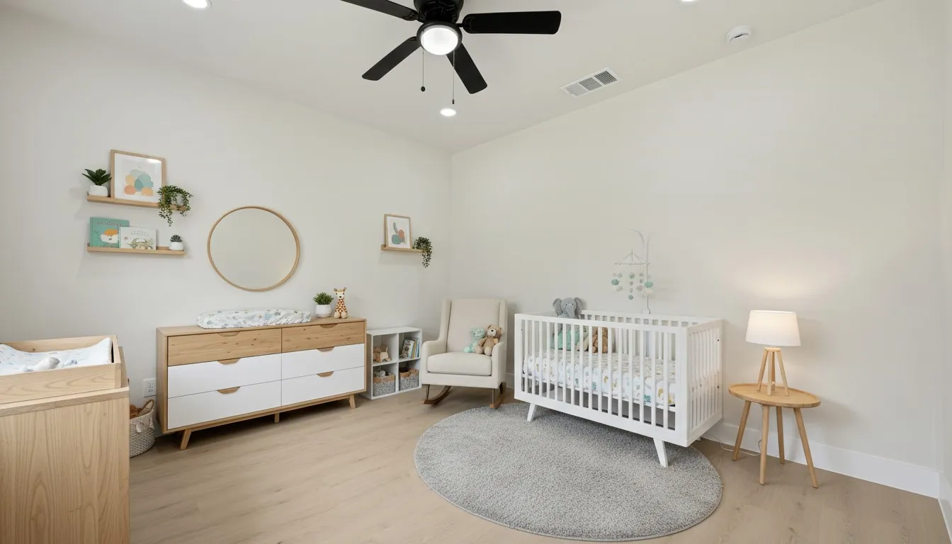 Bedroom virtually staged as an office