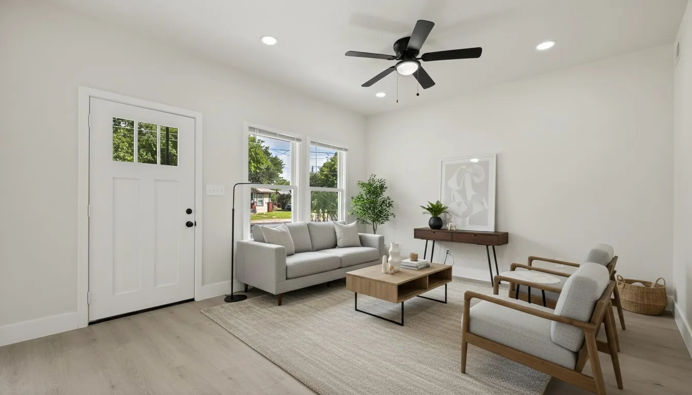 Virtually staged living room