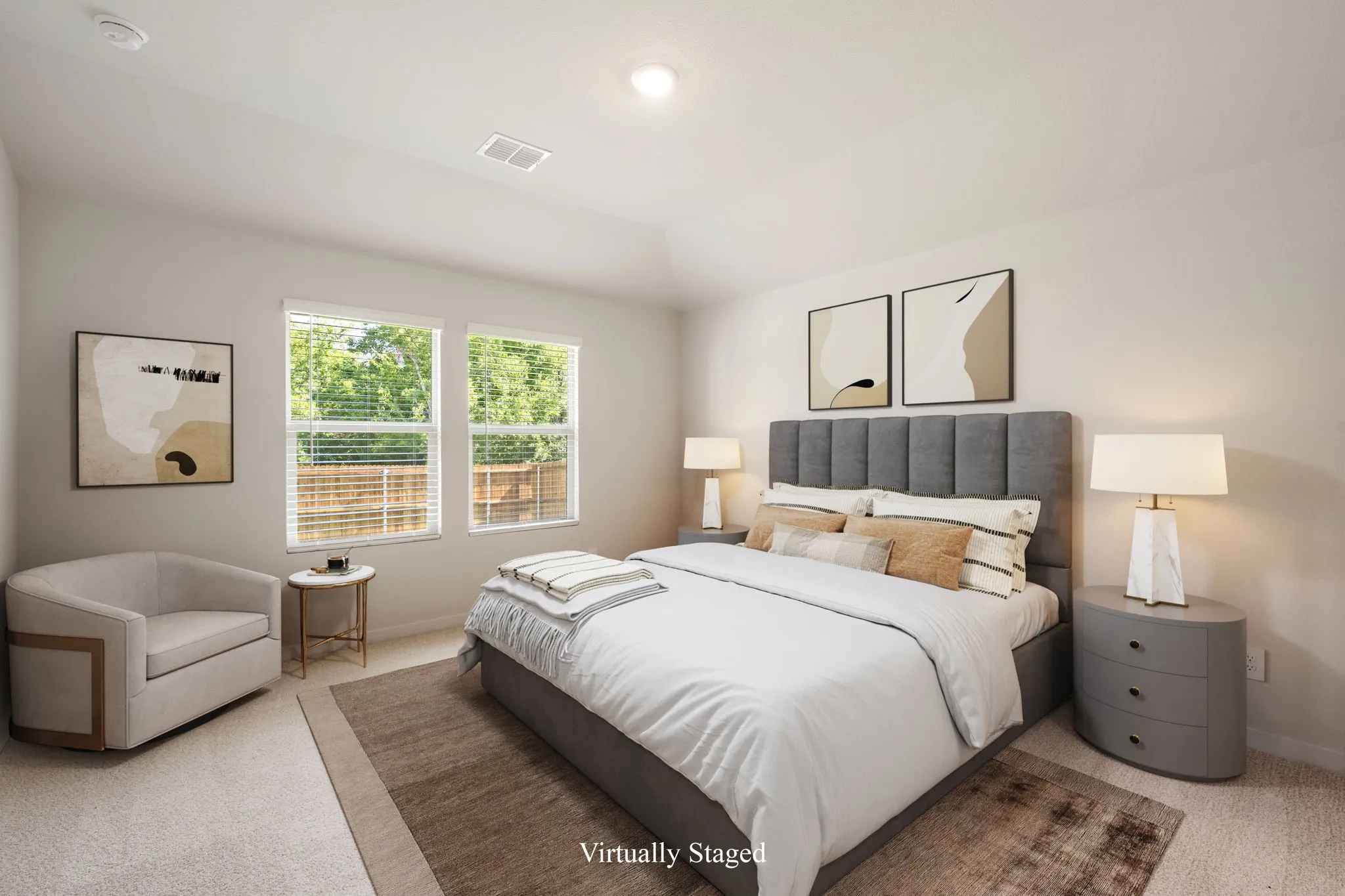 Virtually staged Primary bedroom