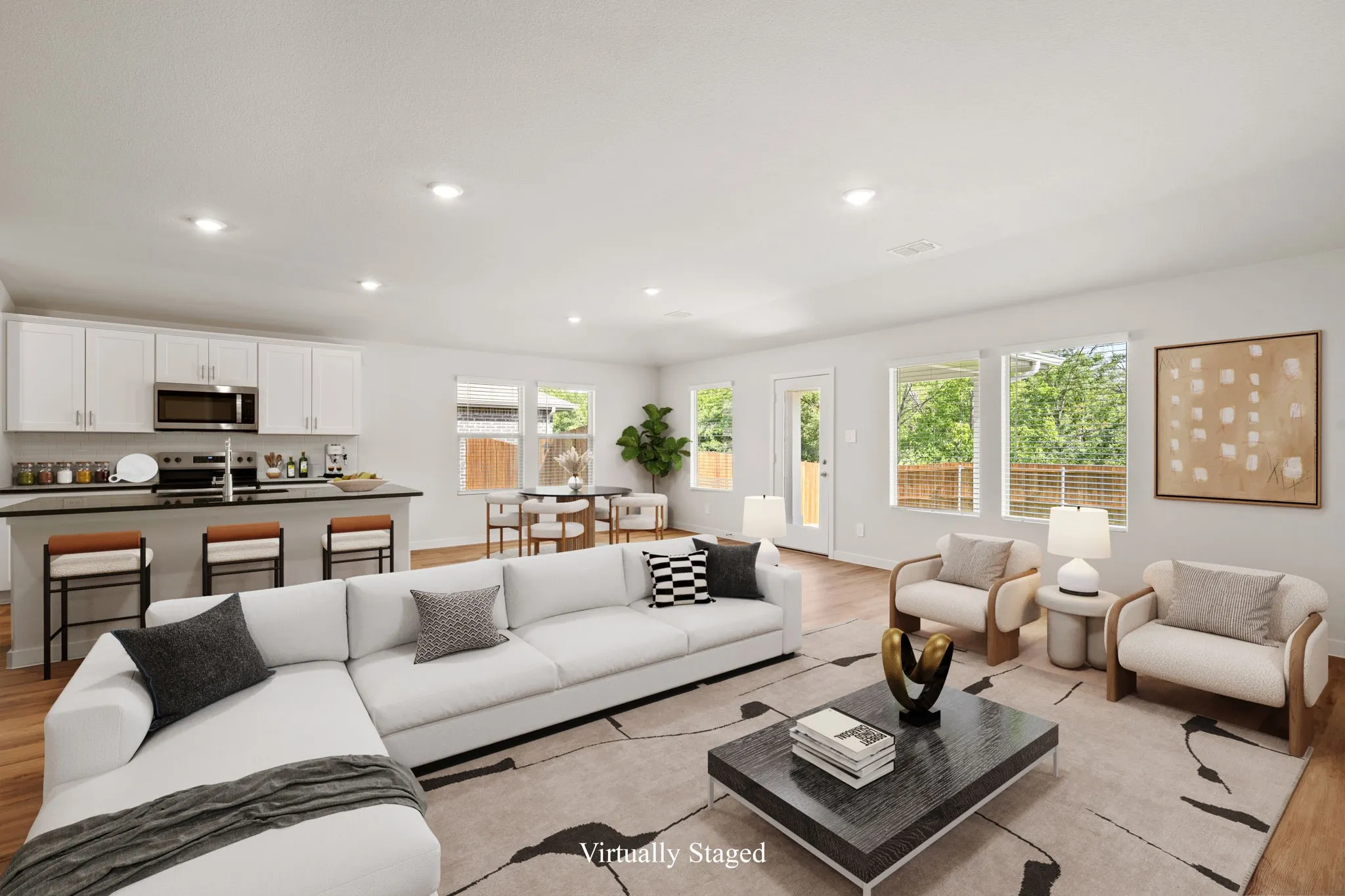 Virtually staged living room
