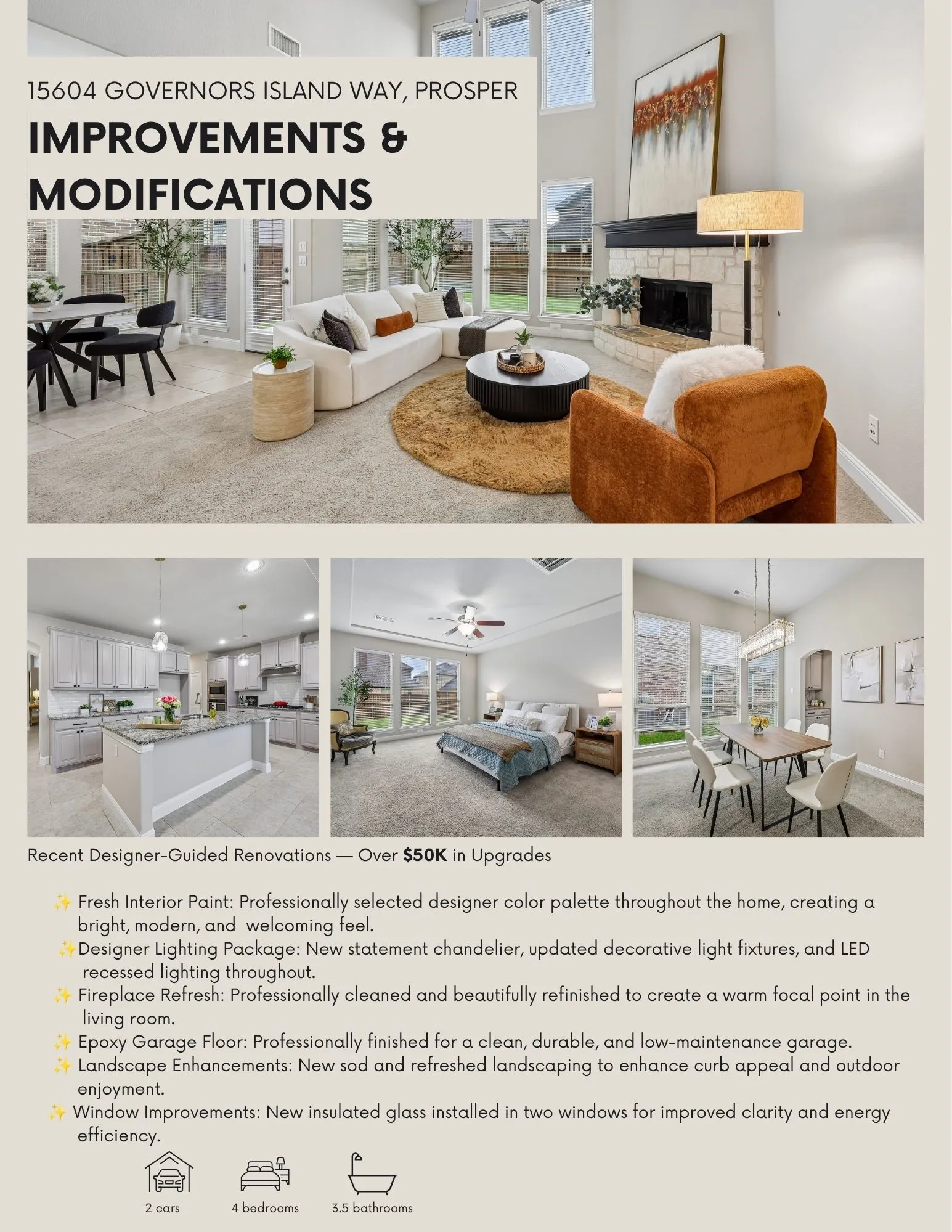 Single Family Residence For Sale in Denton County , 15604 Governors Island Way, Prosper, Texas 75078, 4 Bedroom, 4 Bathroom, 2 Garage spaces, 3,505 Sqft, built in 2016, mls#21280813, Real Estate Agent in Prosper, Homes For Sale in Denton county, Homes For Sale in Prosper, Realtor in Prosper Texas, Real Estate Brokerage Independent Realty Texas, Luminita Cordes Realtor