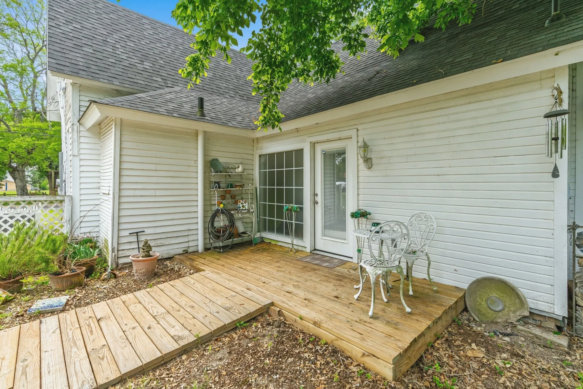 Side entrance and patio