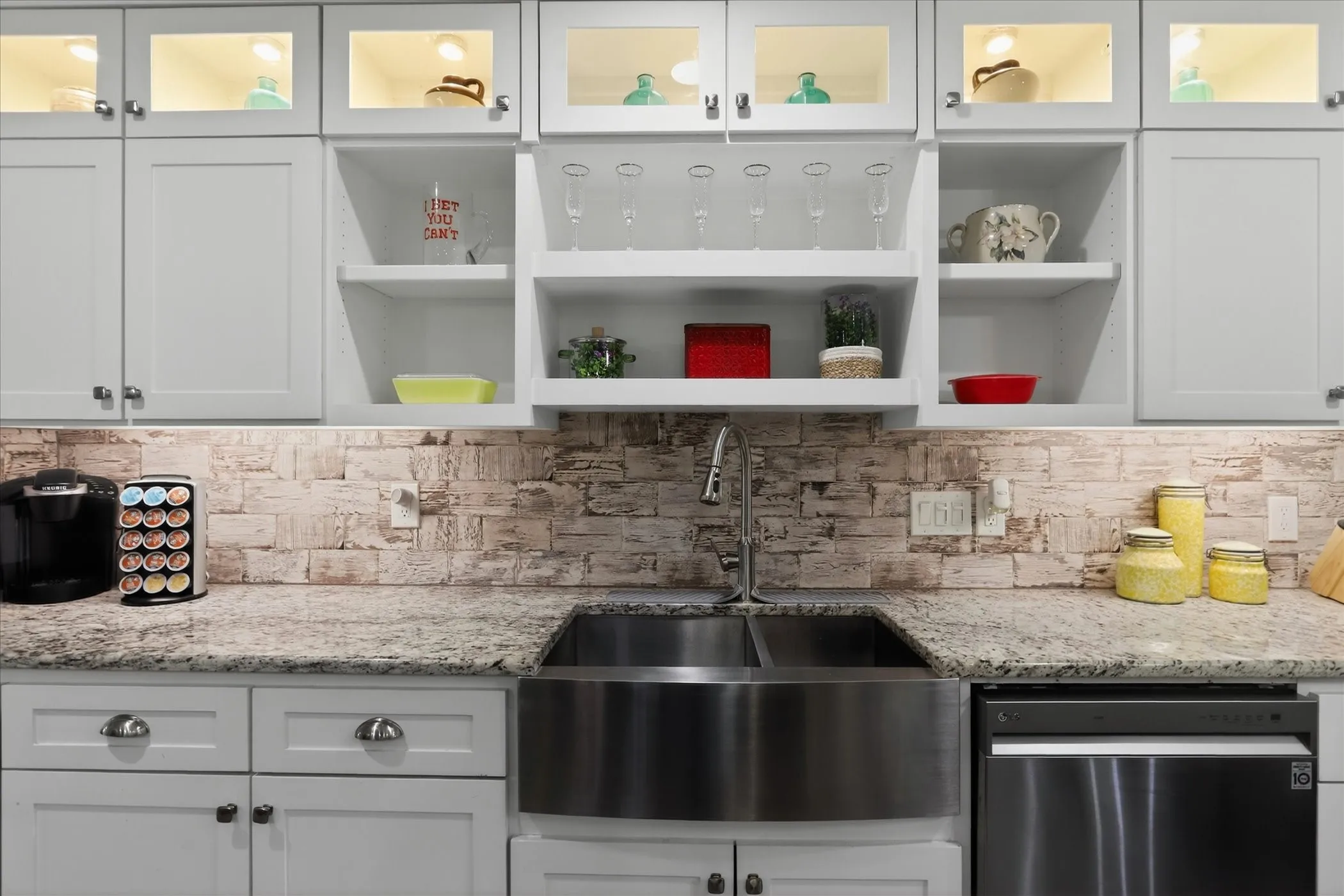 Lighting inside cabinets.