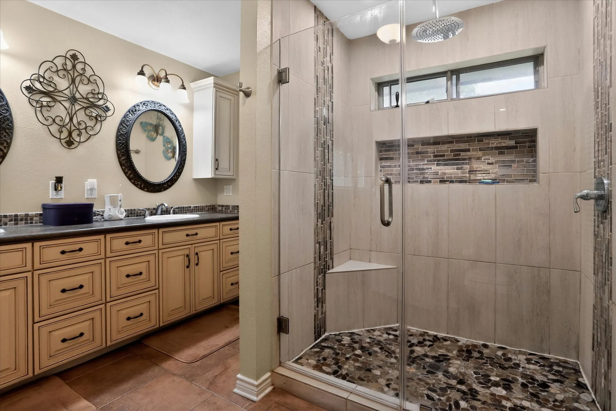 Master bathroom with his/her sinks.
