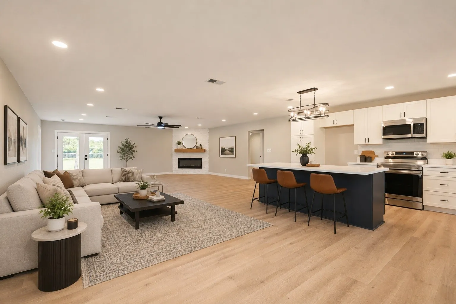 Staged Living Room and Kitchen