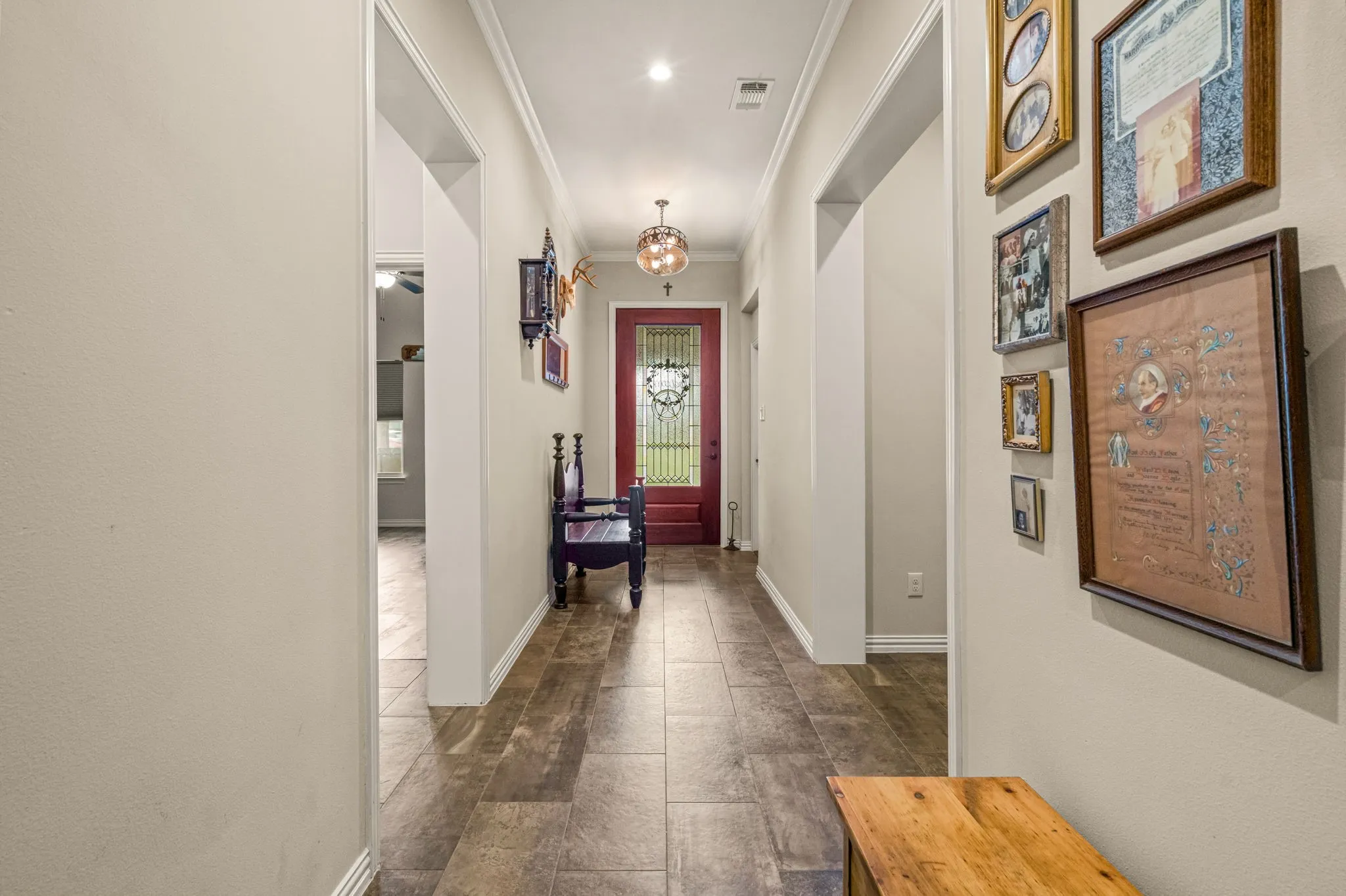 Looking from the inside to the front door