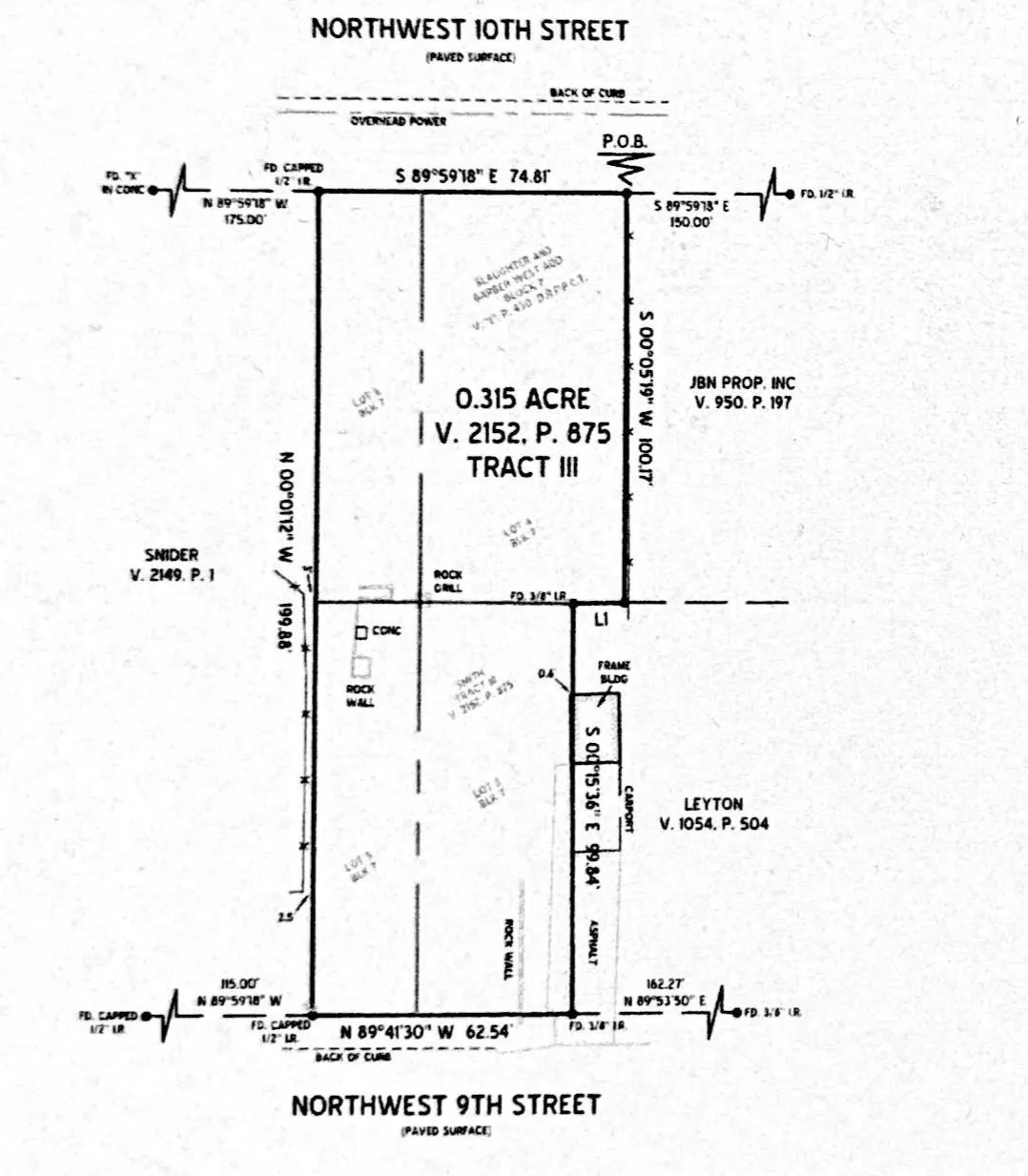 Survey Plat. Illustrating the property's boundaries, dimensions, and adjacent parcel information