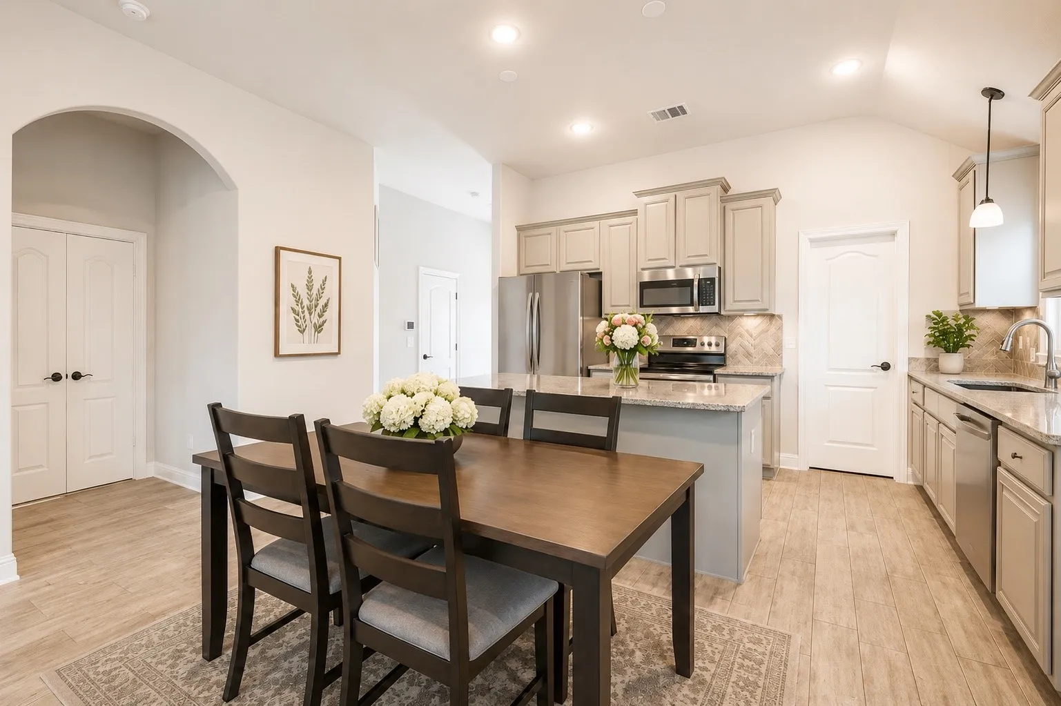 open dining and kitchen