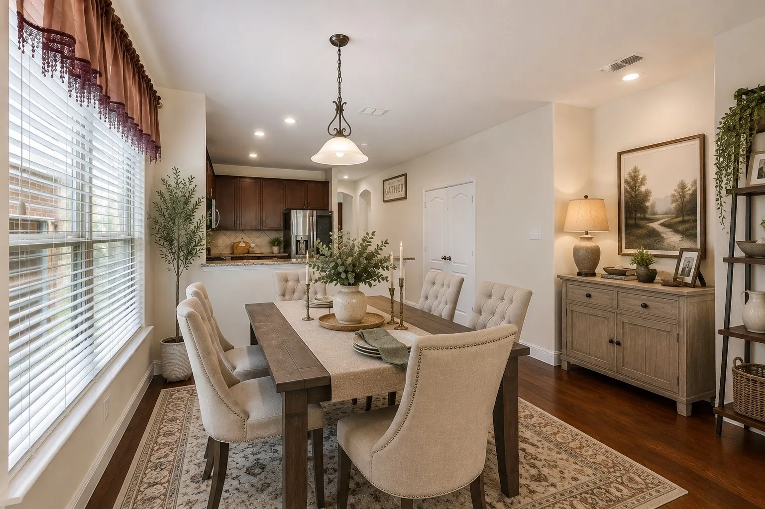 Virtually staged dining area