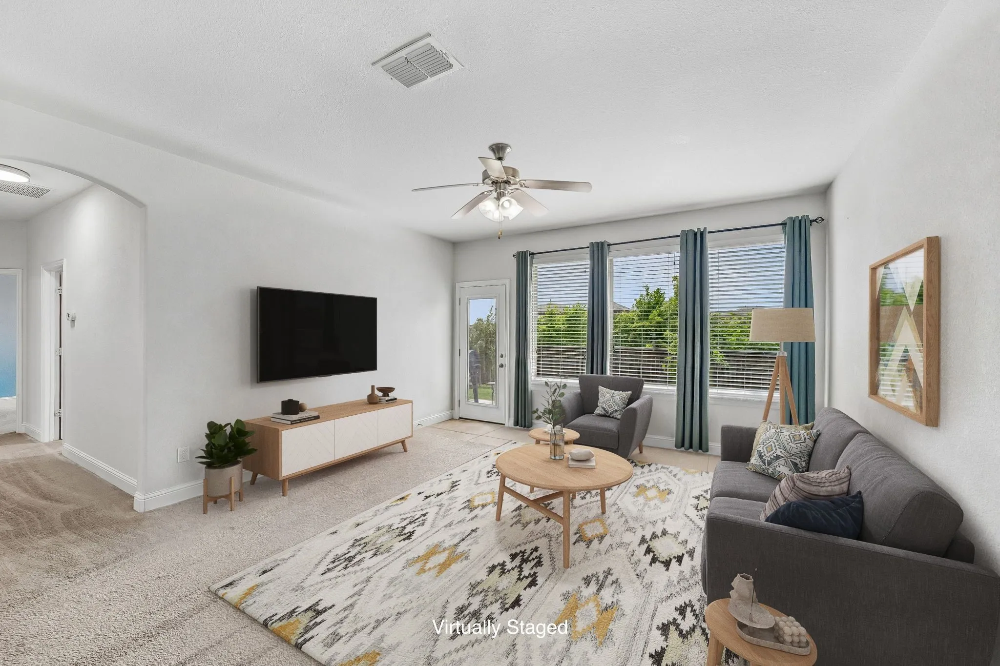 Virtually staged living room