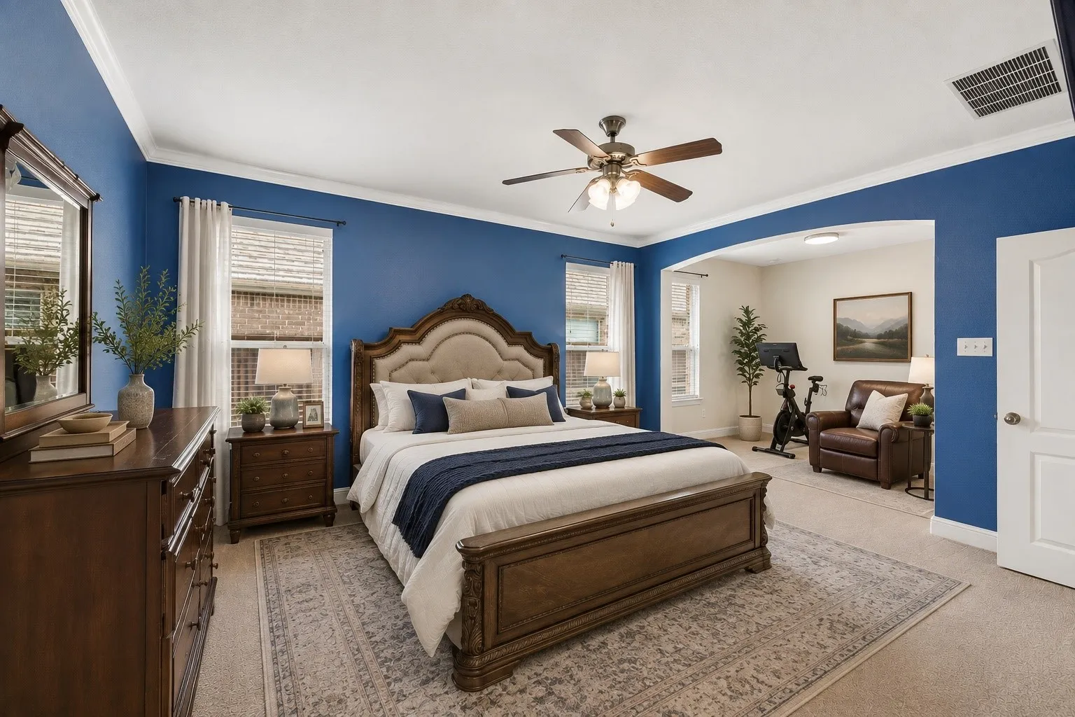 Virtually staged primary suite