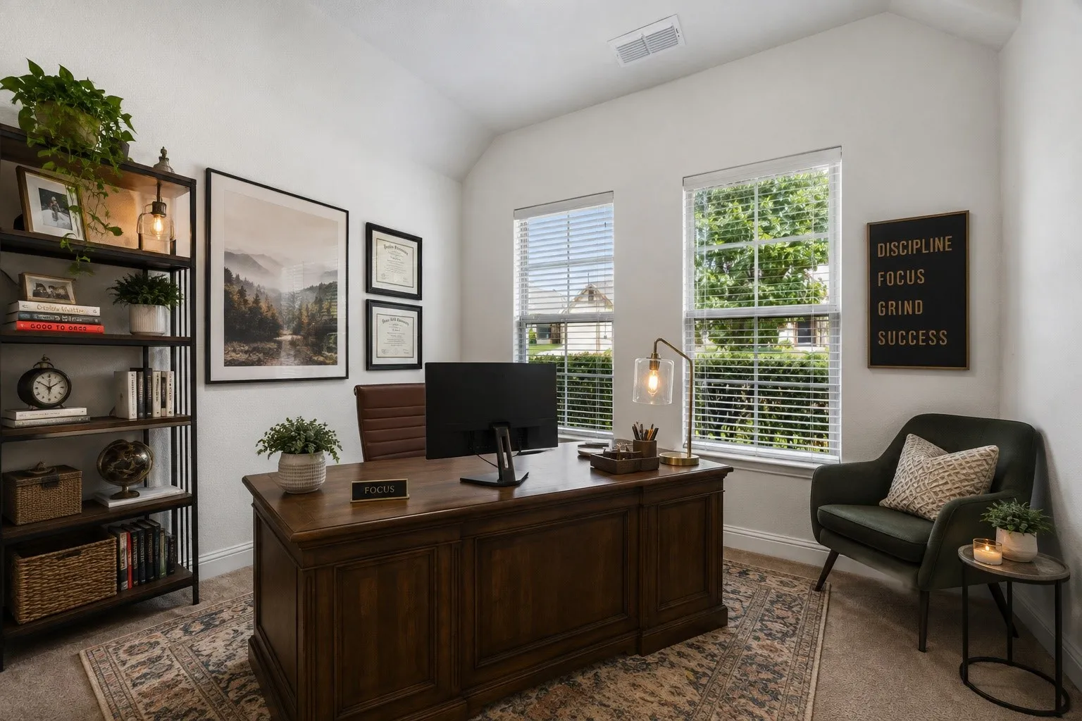 Virtually staged dedicated home office