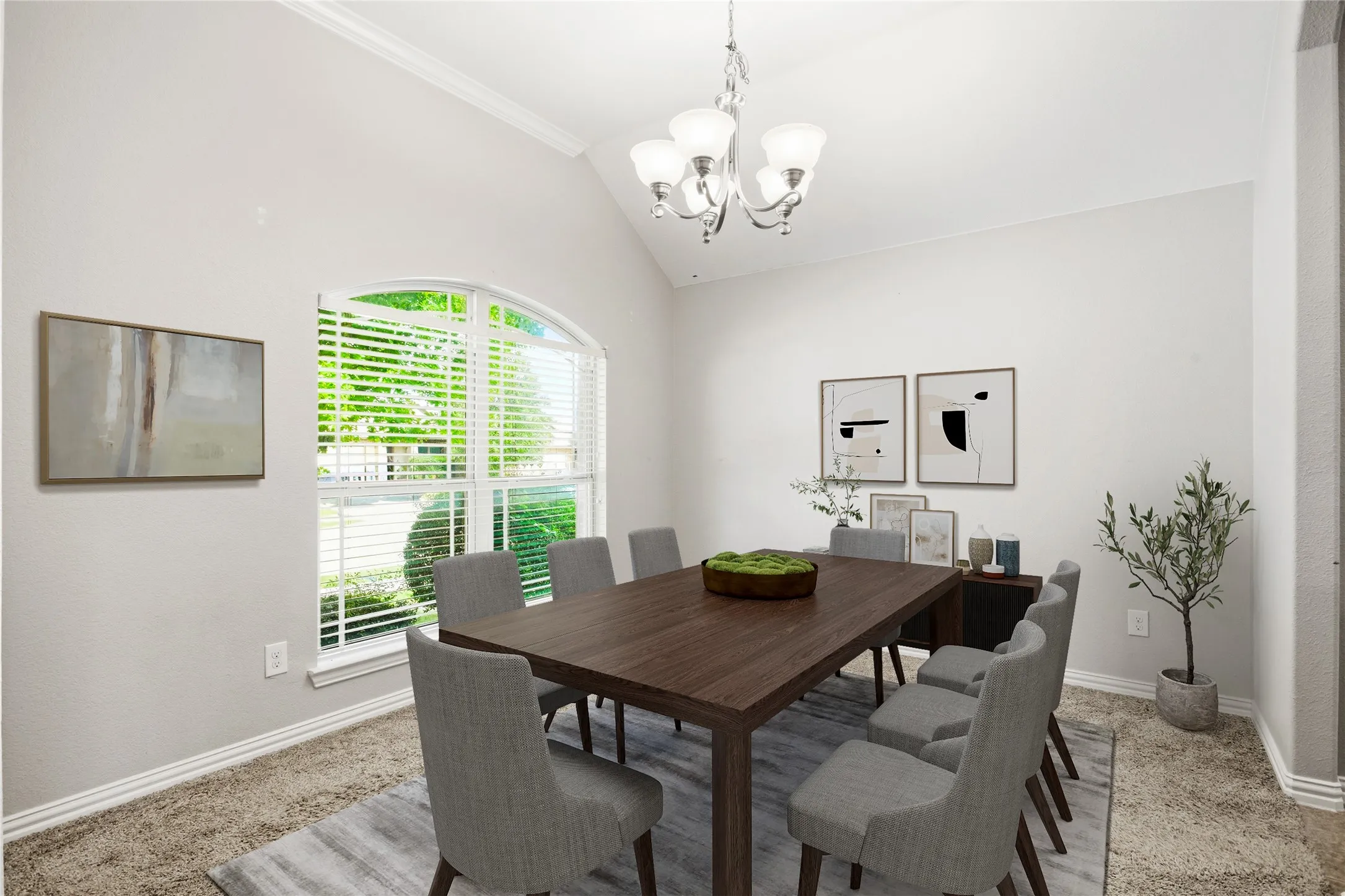 Vitually enhanced -This area could either be dining room or study