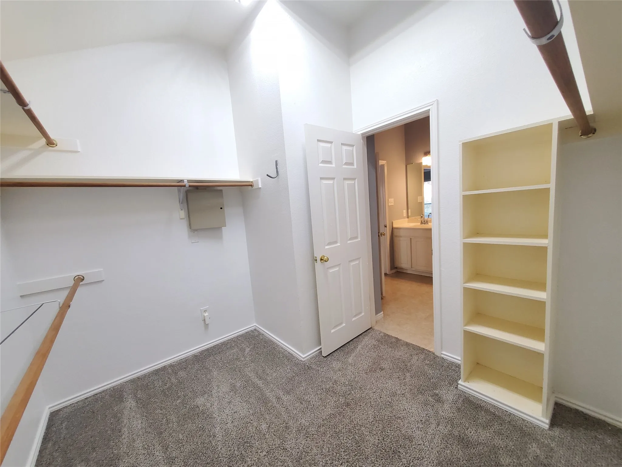 Large primary closet with shelving