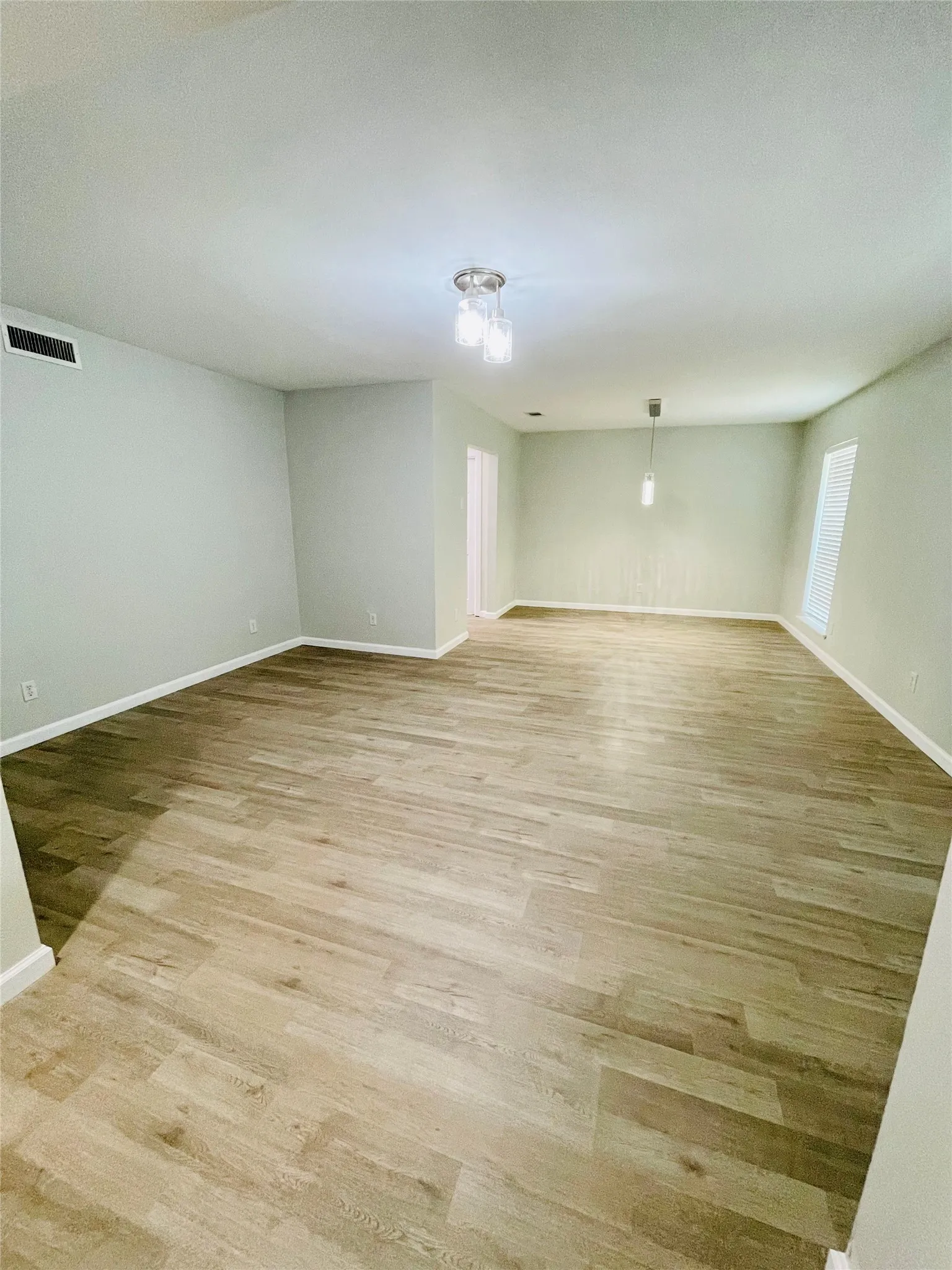 Unfurnished room with light wood-type flooring