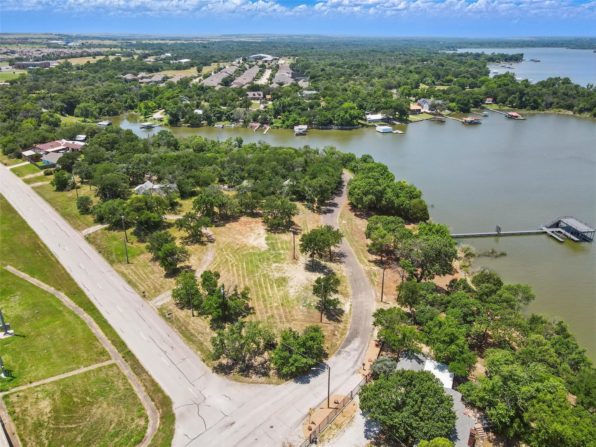 Drone / aerial view of a nearby body of water
