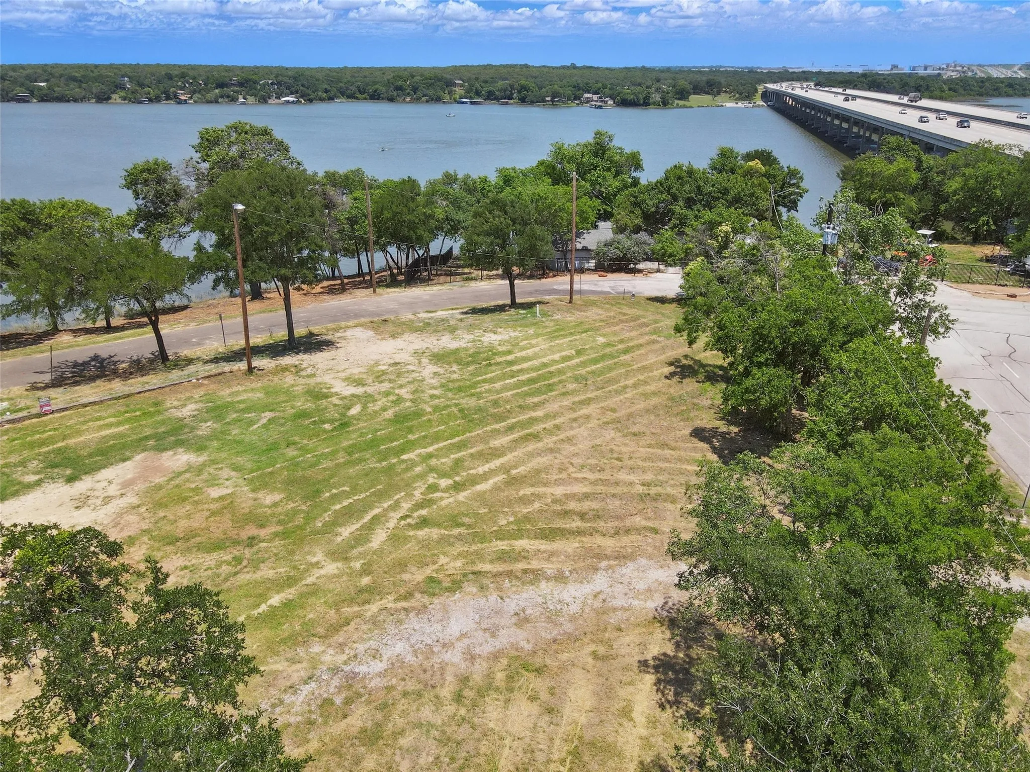 Aerial view of a large body of water