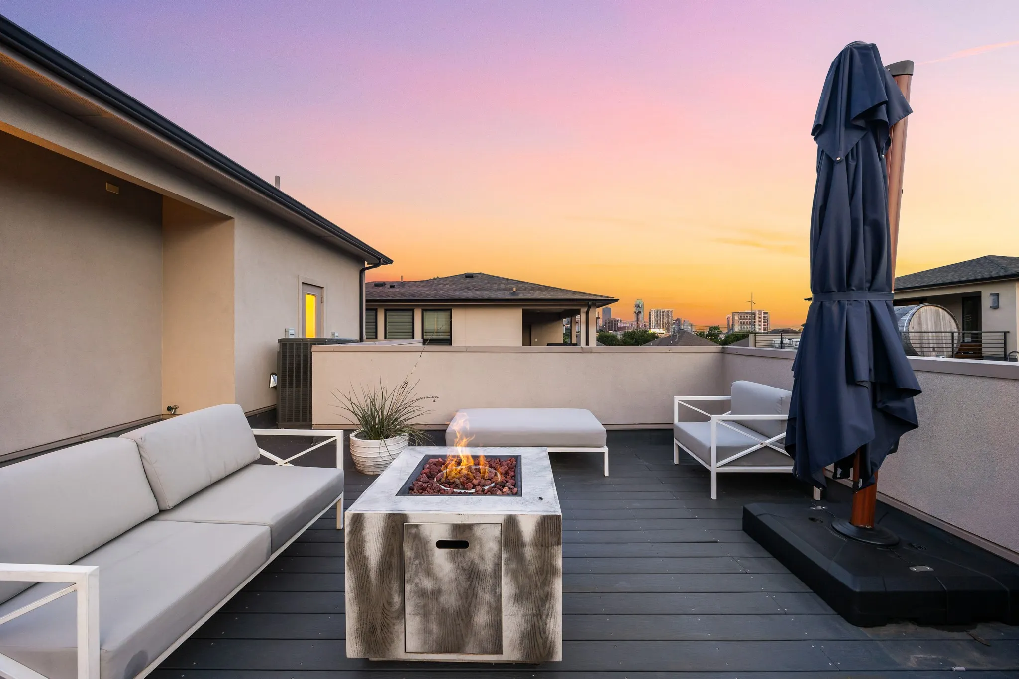 Rooftop deck with Downtown views.