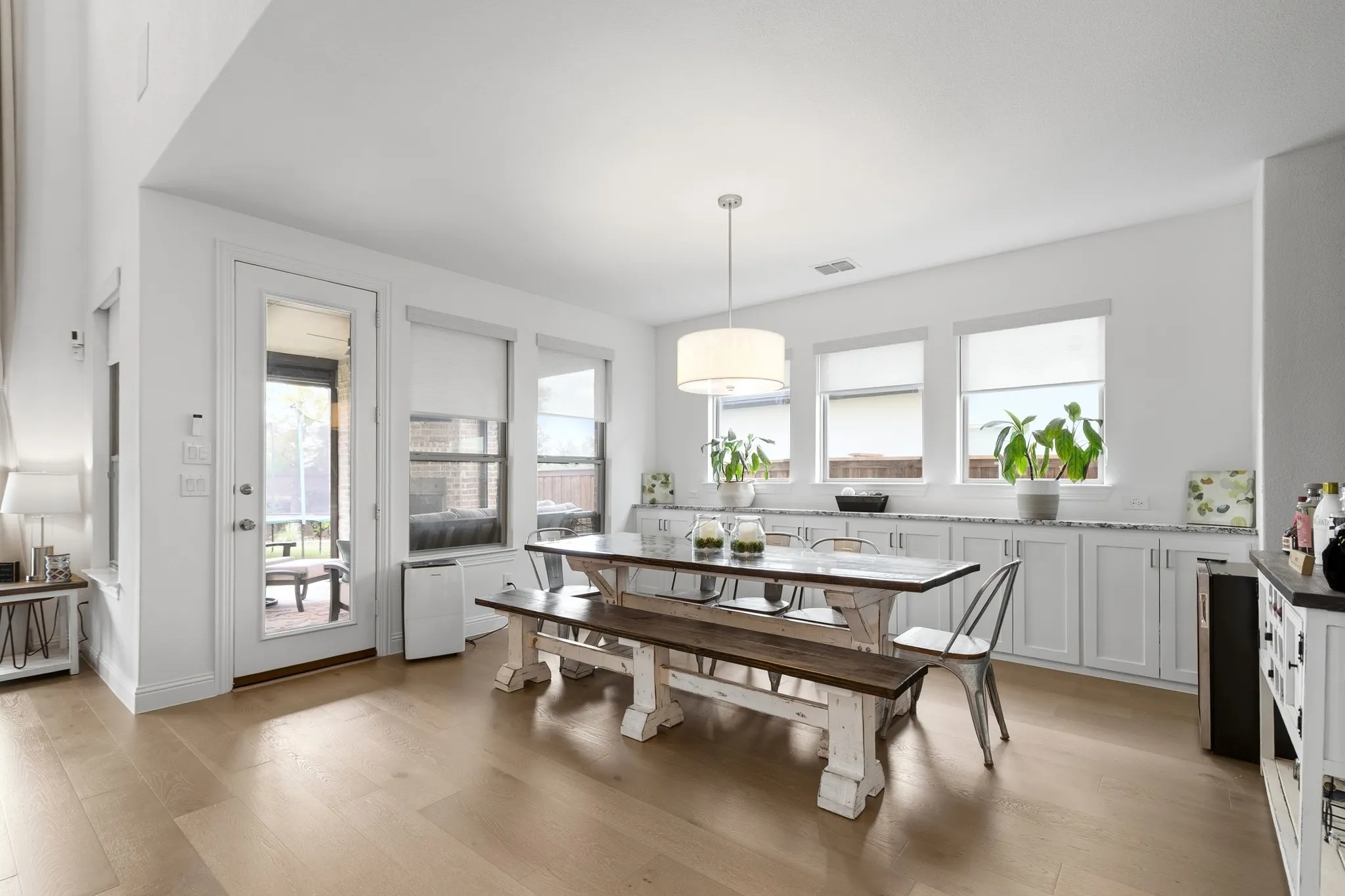 Oversized dining area with an abundance of built in storage
