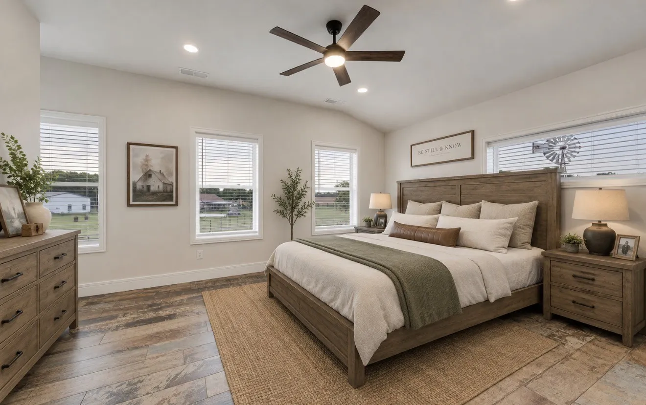 Upstairs flex room virtually staged to be a bedroom