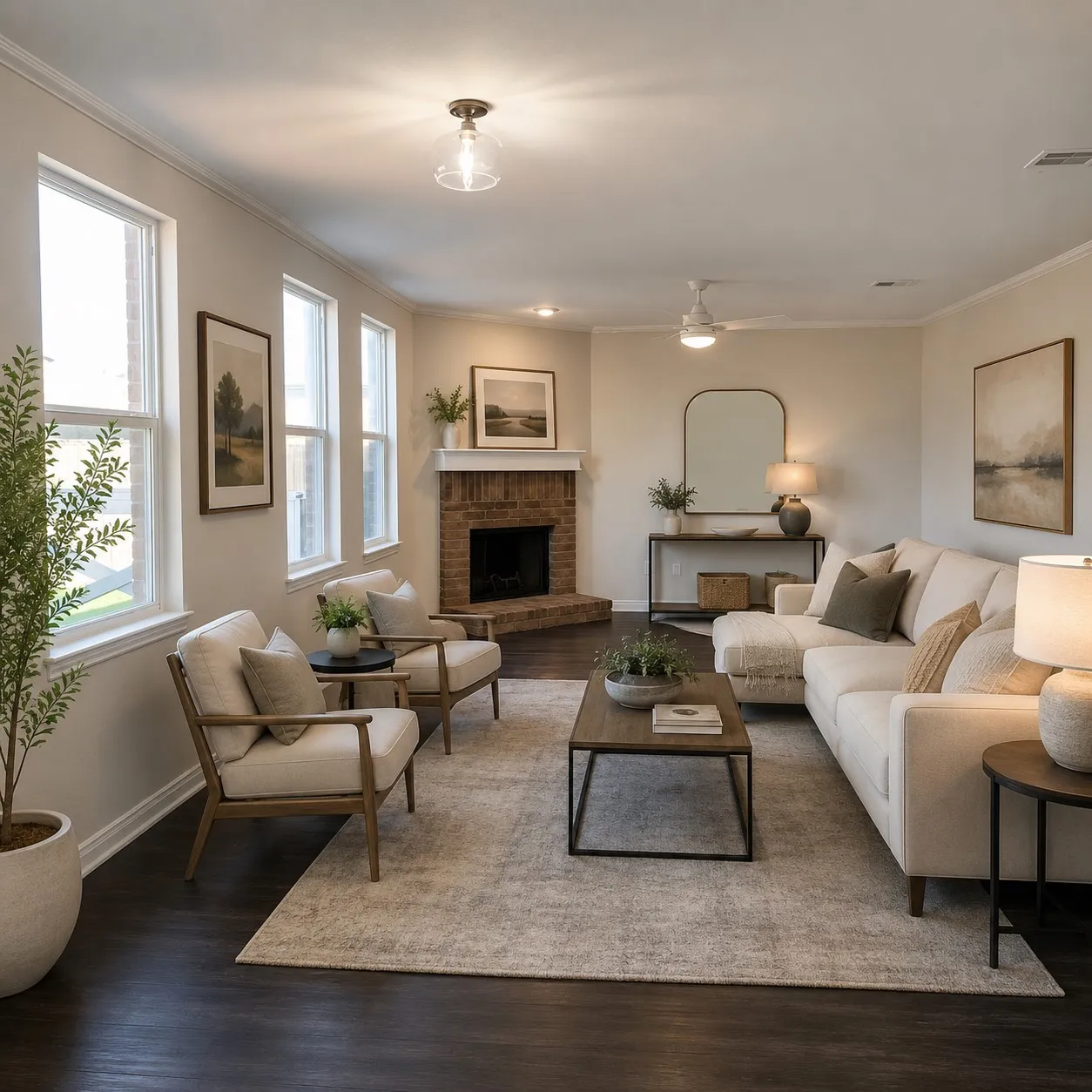 Virtually staged living room