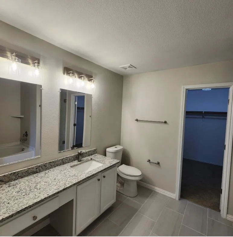 Large vanity in the primary room