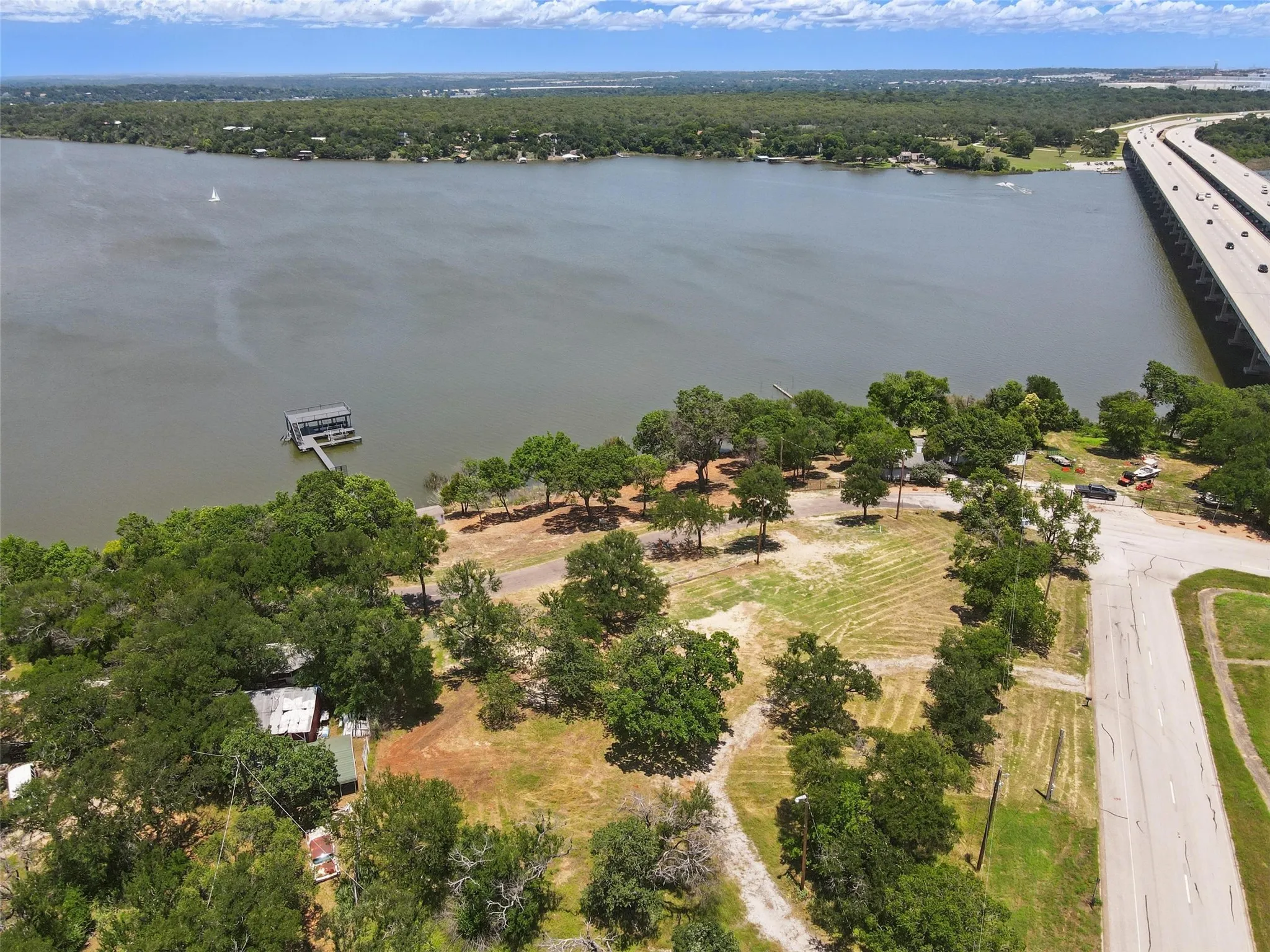 Aerial view of a large body of water