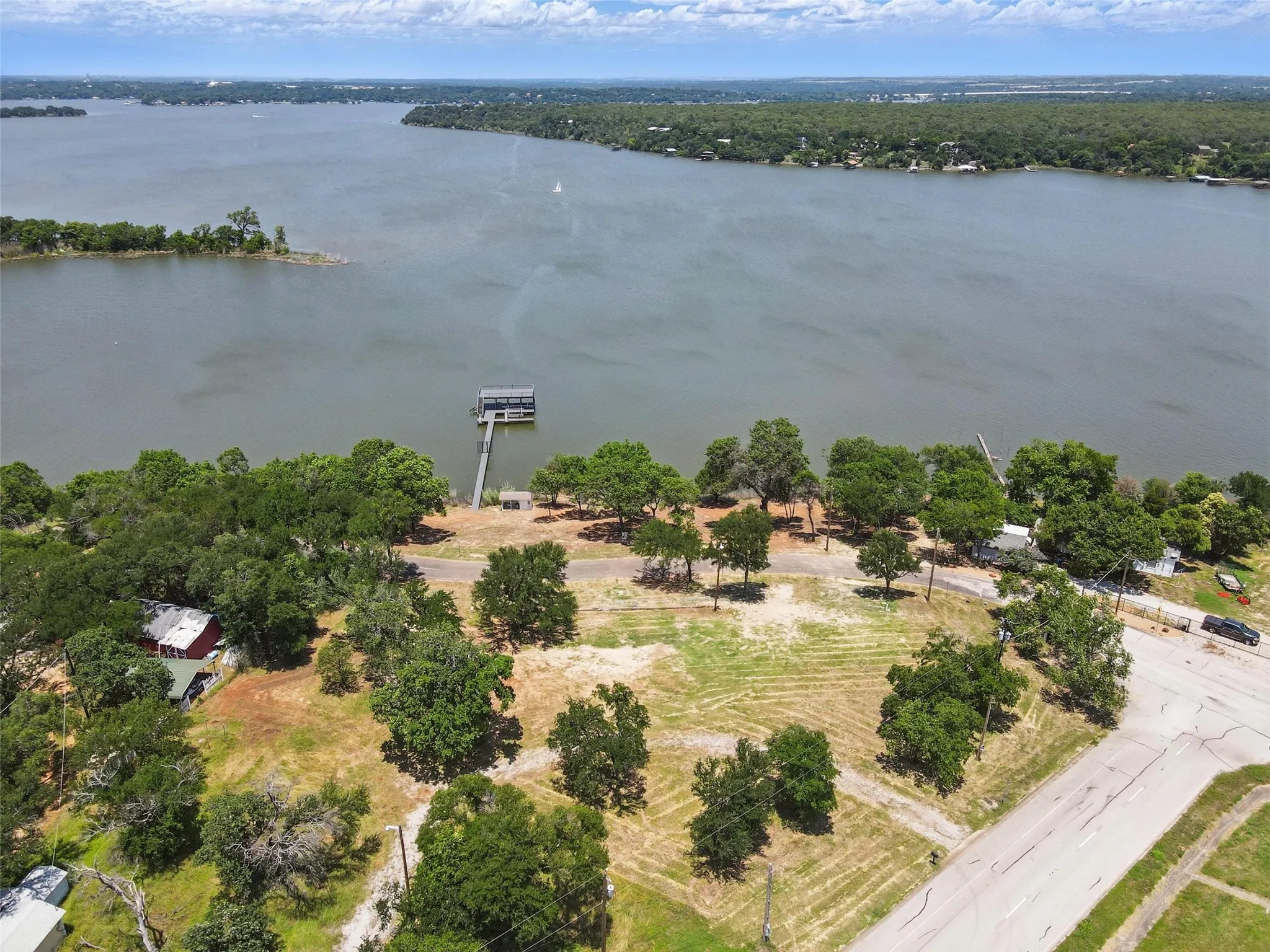 Aerial view of a large body of water