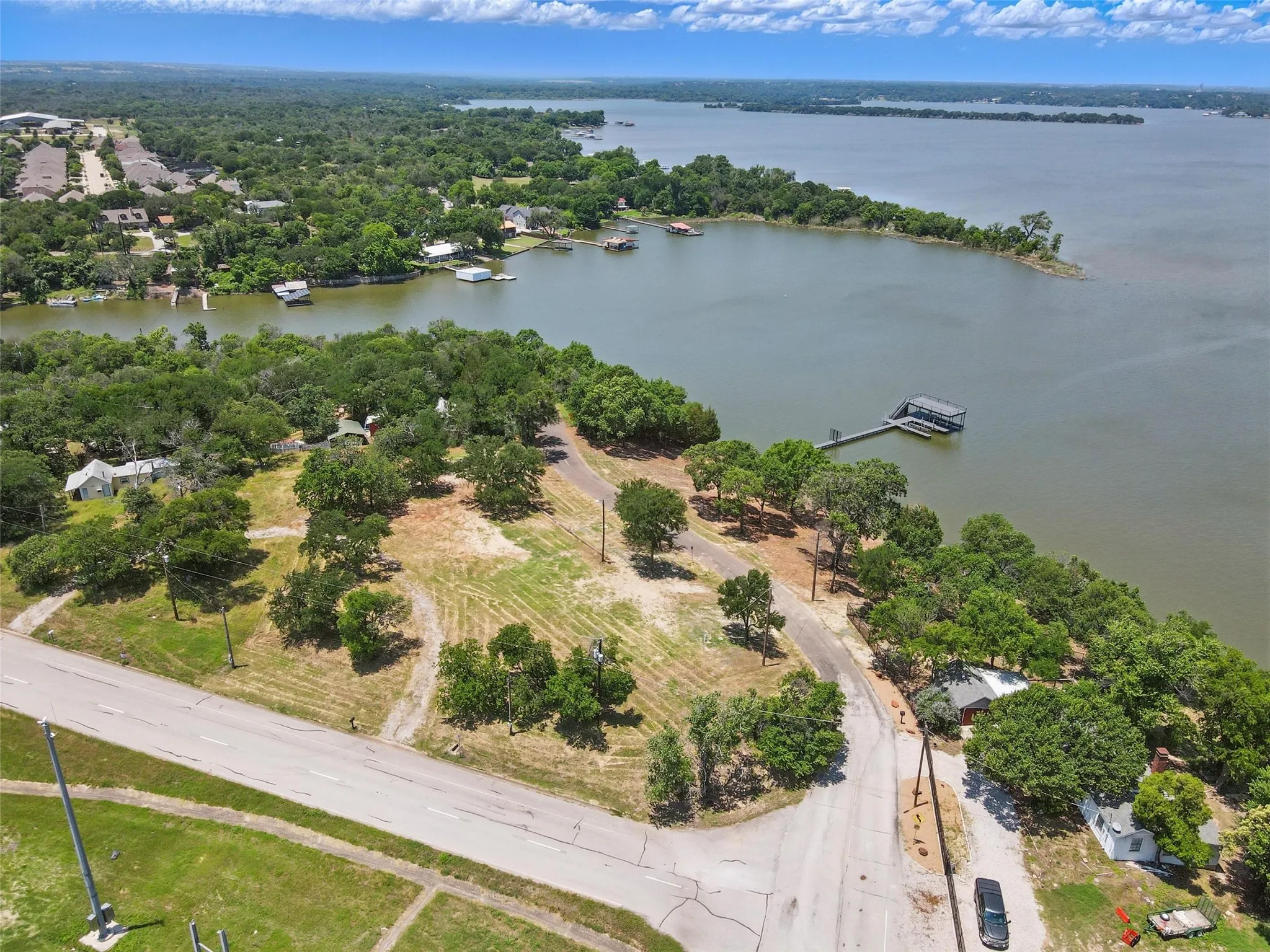 Aerial view of a large body of water