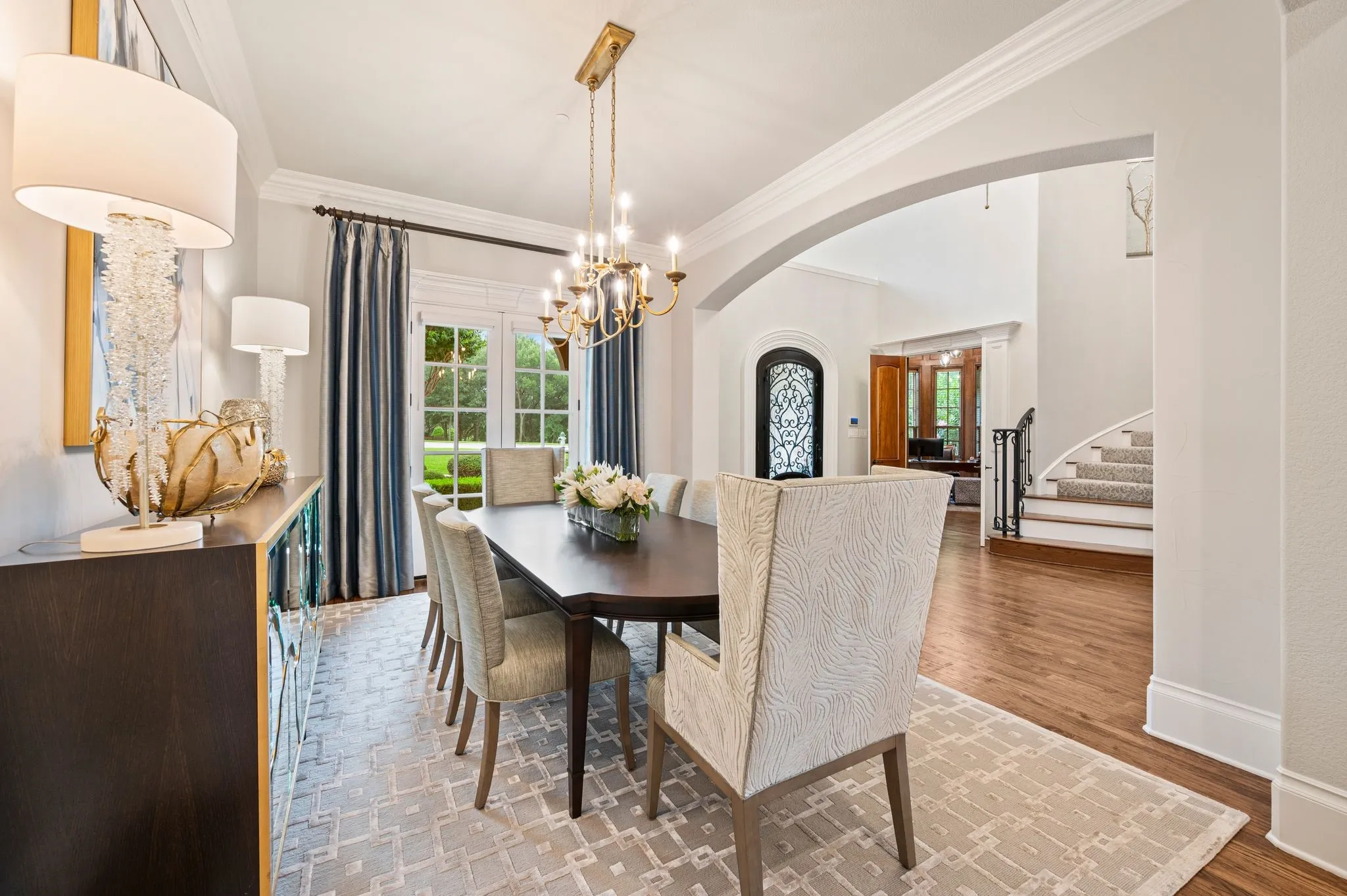 Alternate view of the formal dining room.