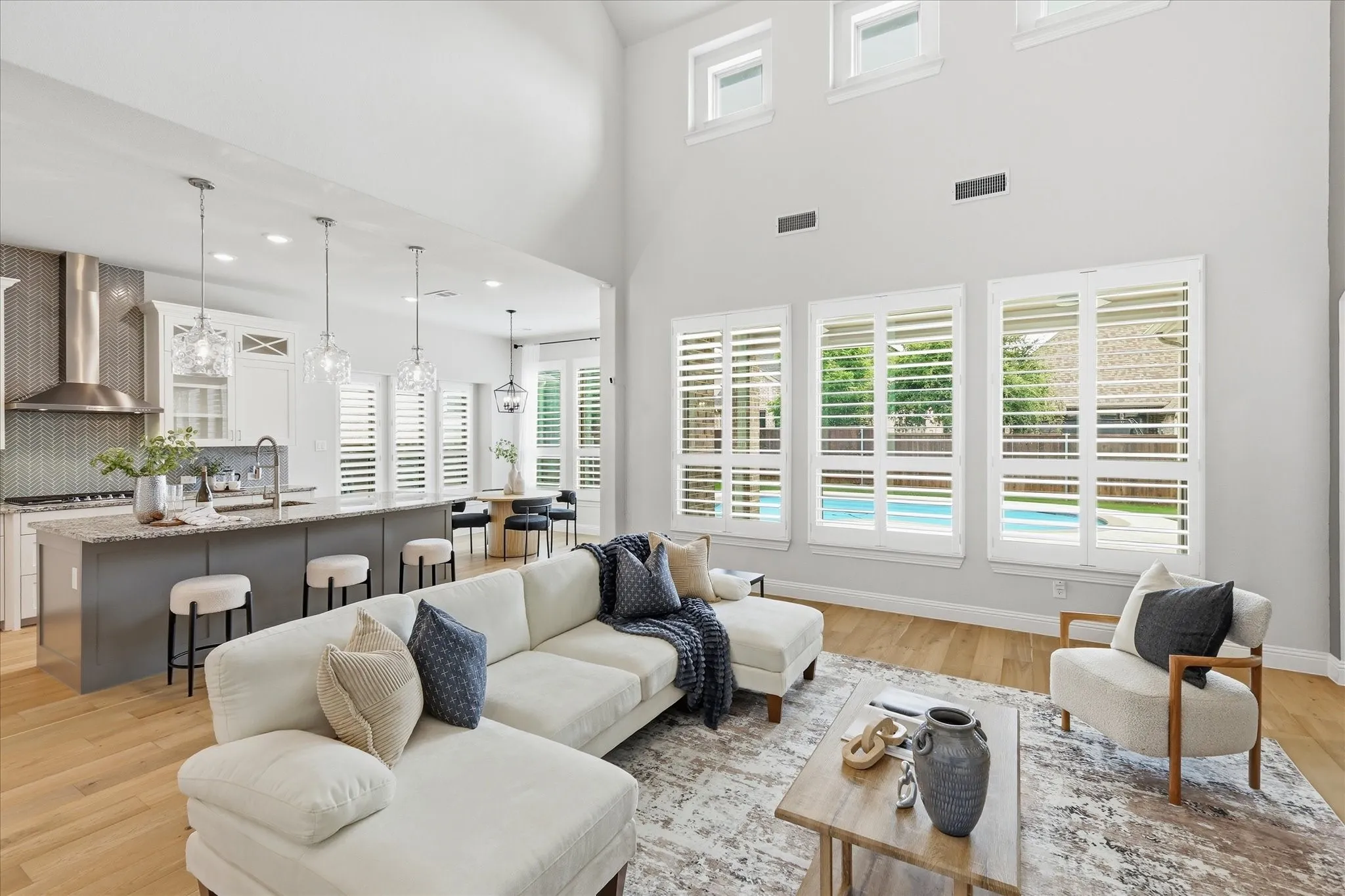 Plantation shutters throughout