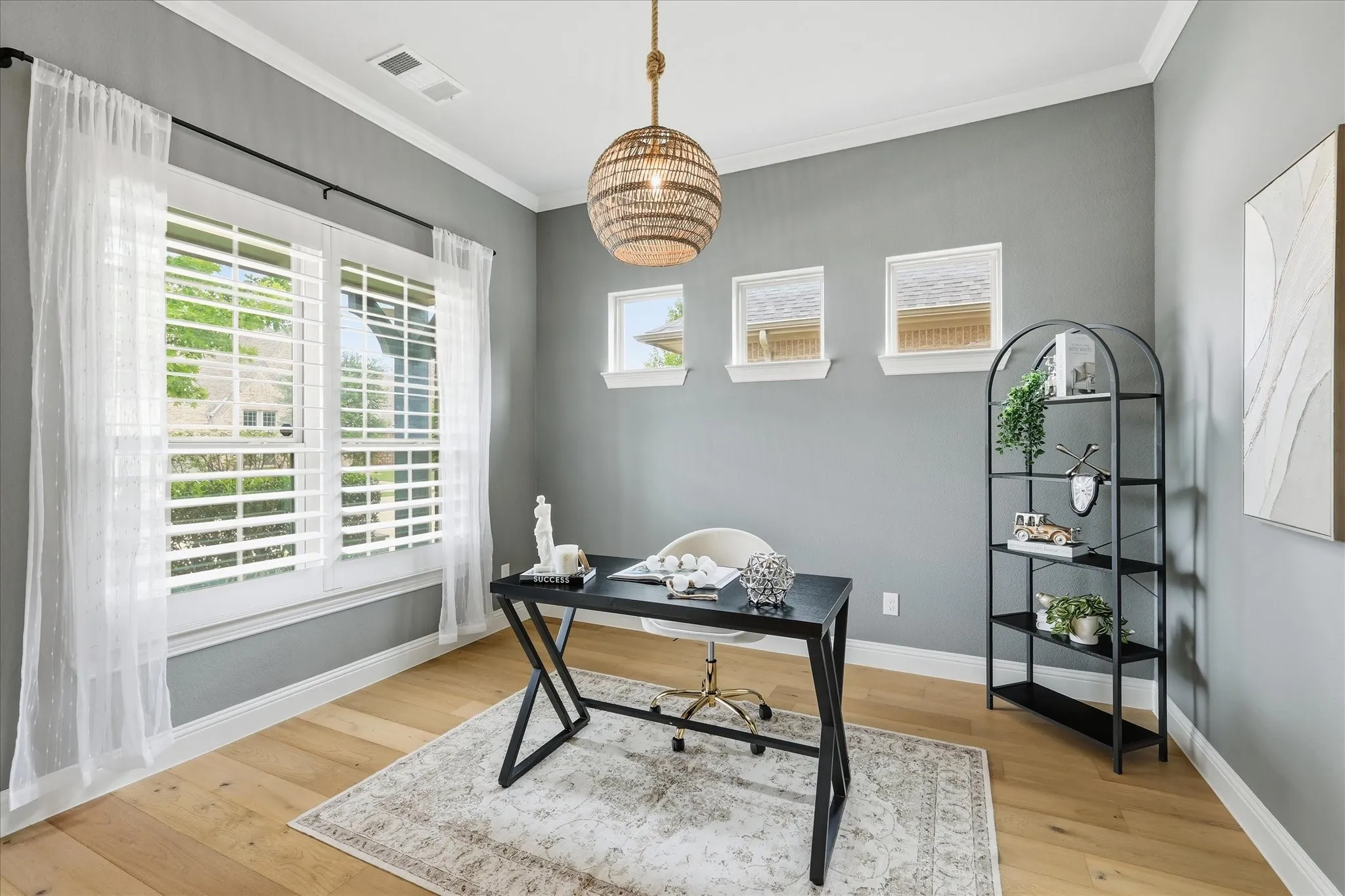 Home office with French doors as you enter the home