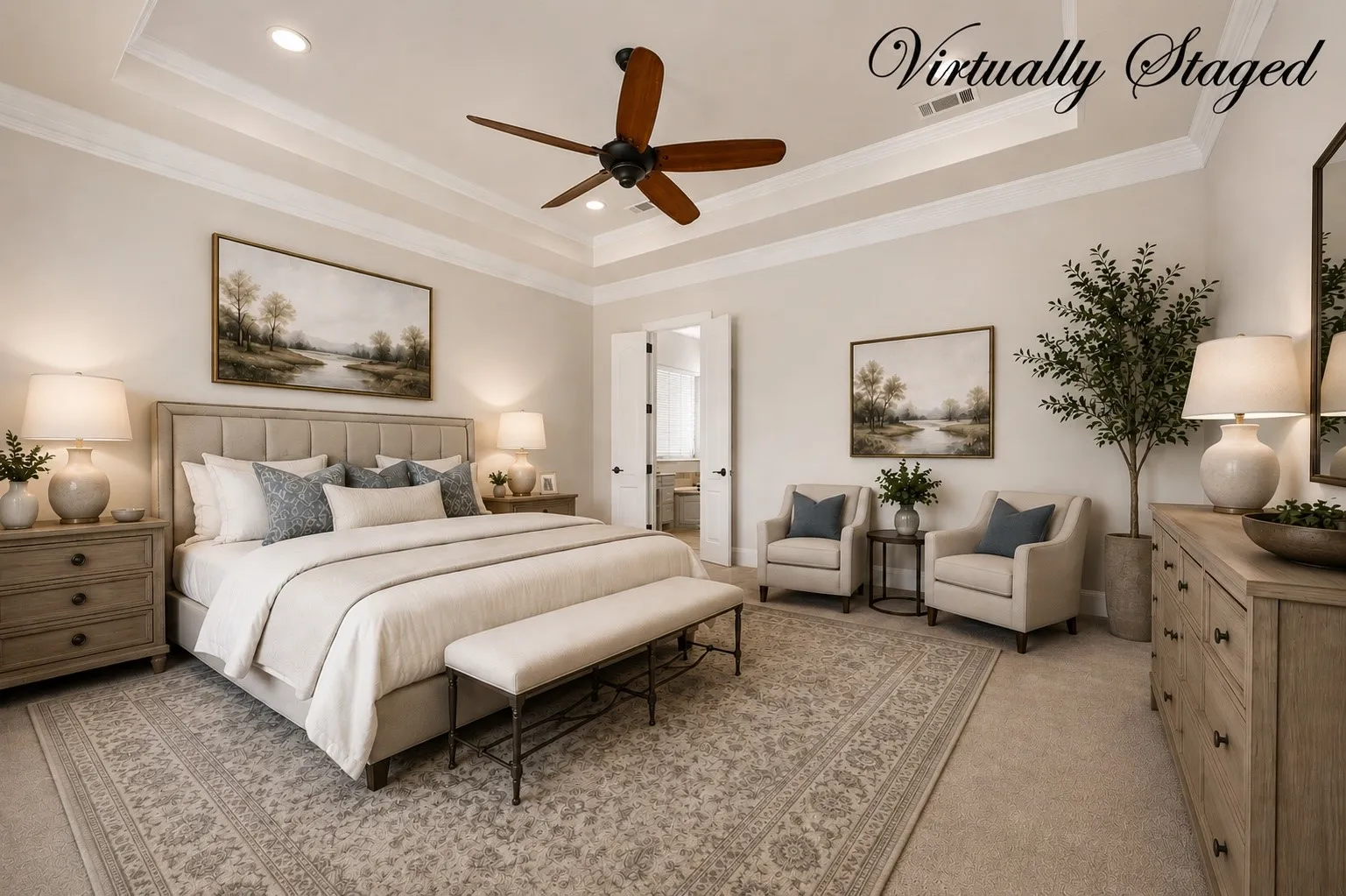 Virtually Staged Primary Suite