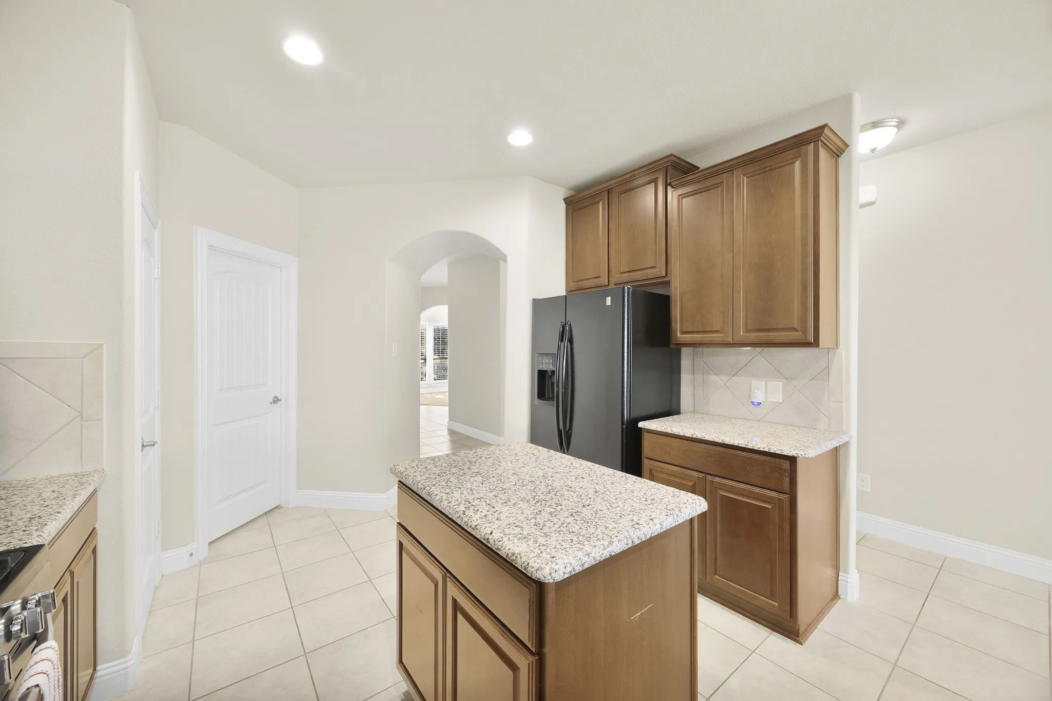 Granite counter tops and  island.
