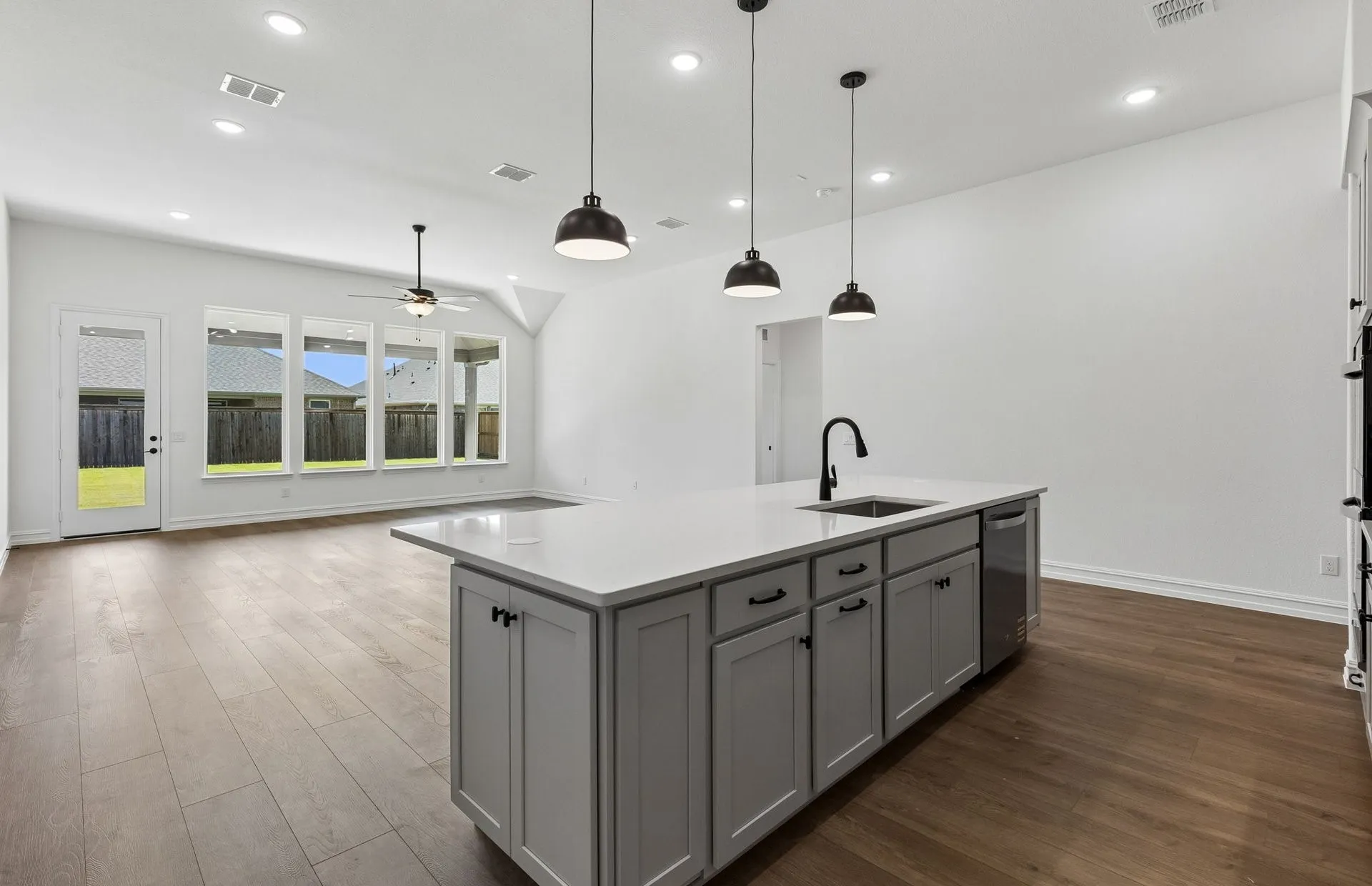 Kitchen with pendent lighting
