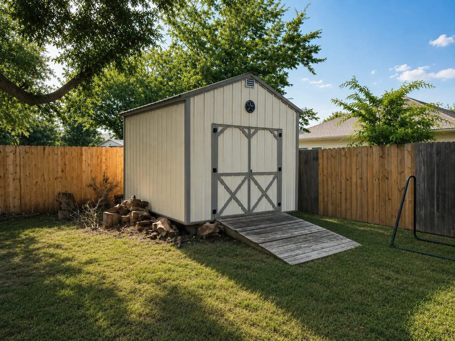10x12 insulated storage shop with loft in backyard