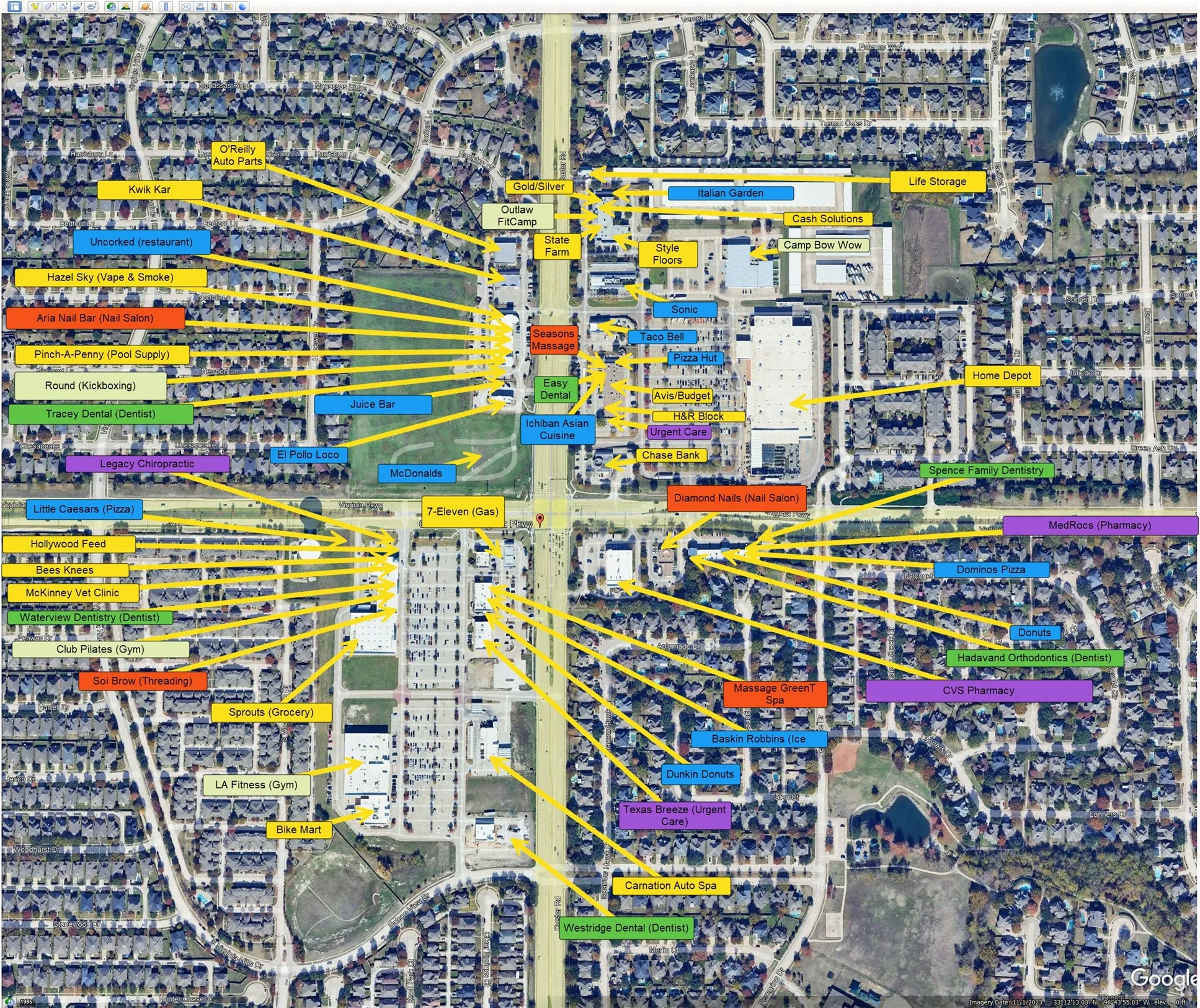 Businesses at nearest interesection