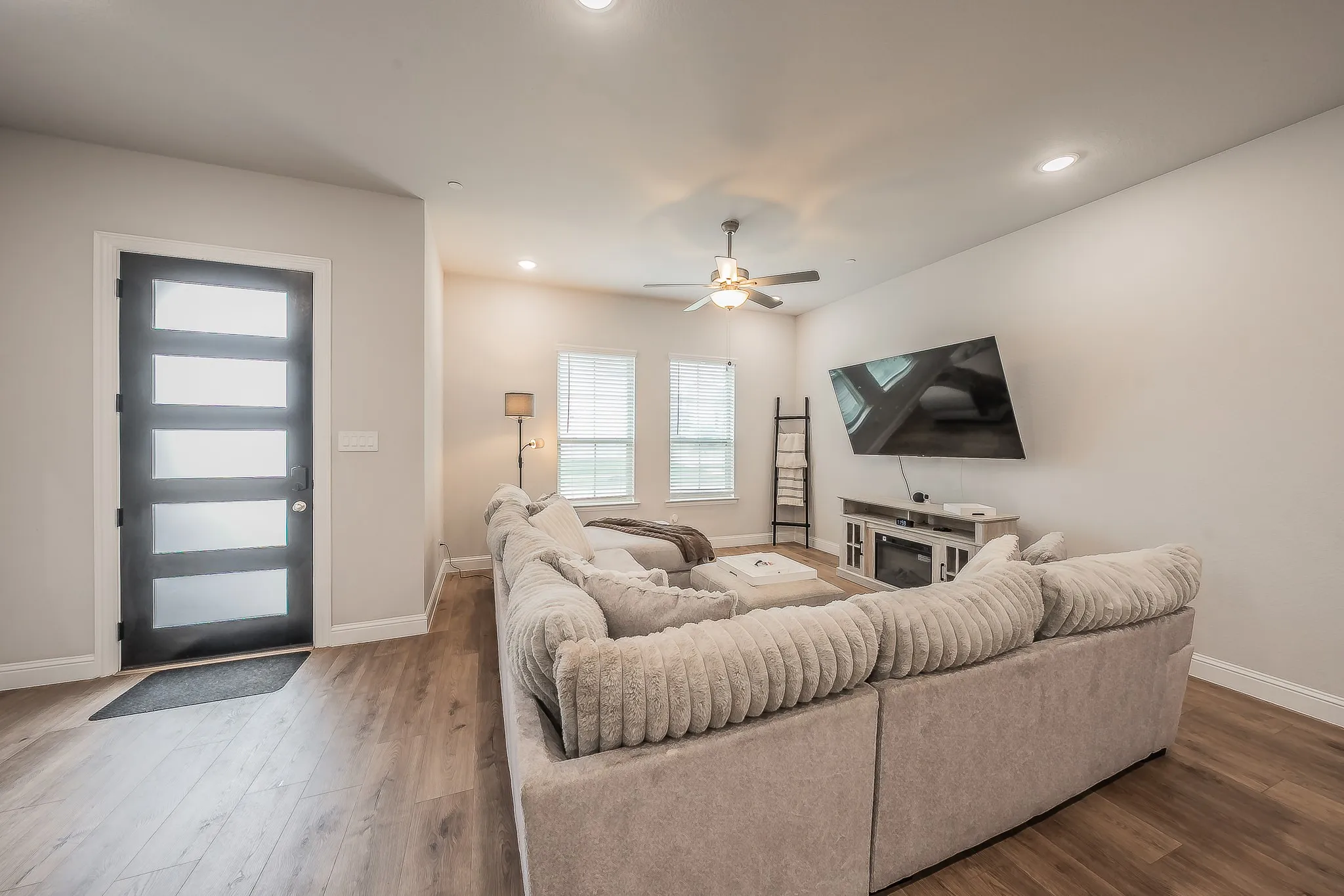 This space is roomy enough for many furniture configurations and options.