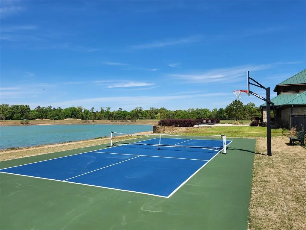 Multi-sport court featuring blue and green surfacing