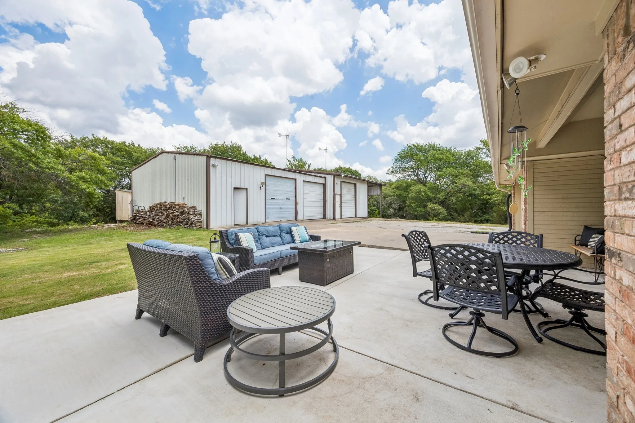Large patio at the back of the home.