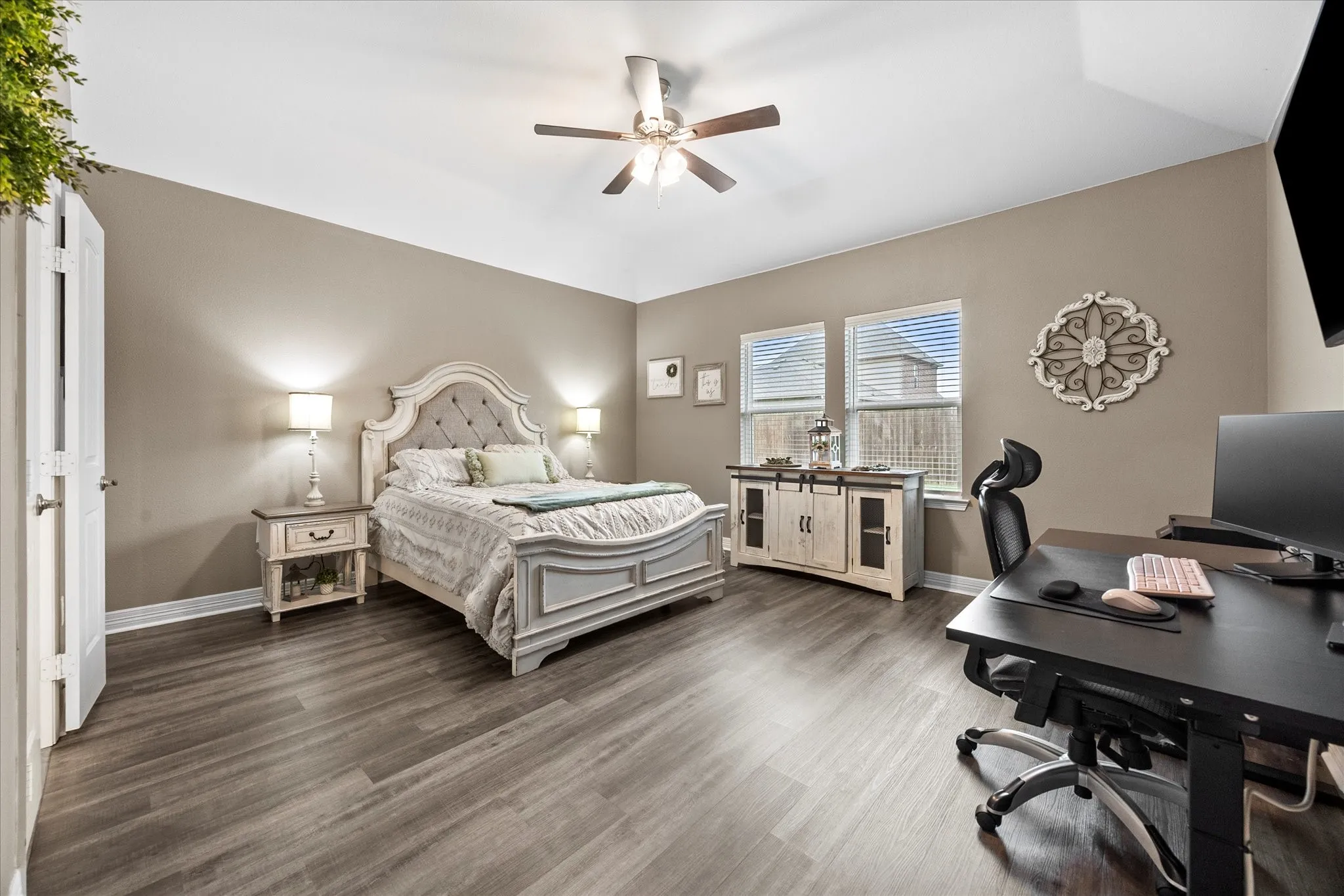 Lovely master bedroom opens onto master bath