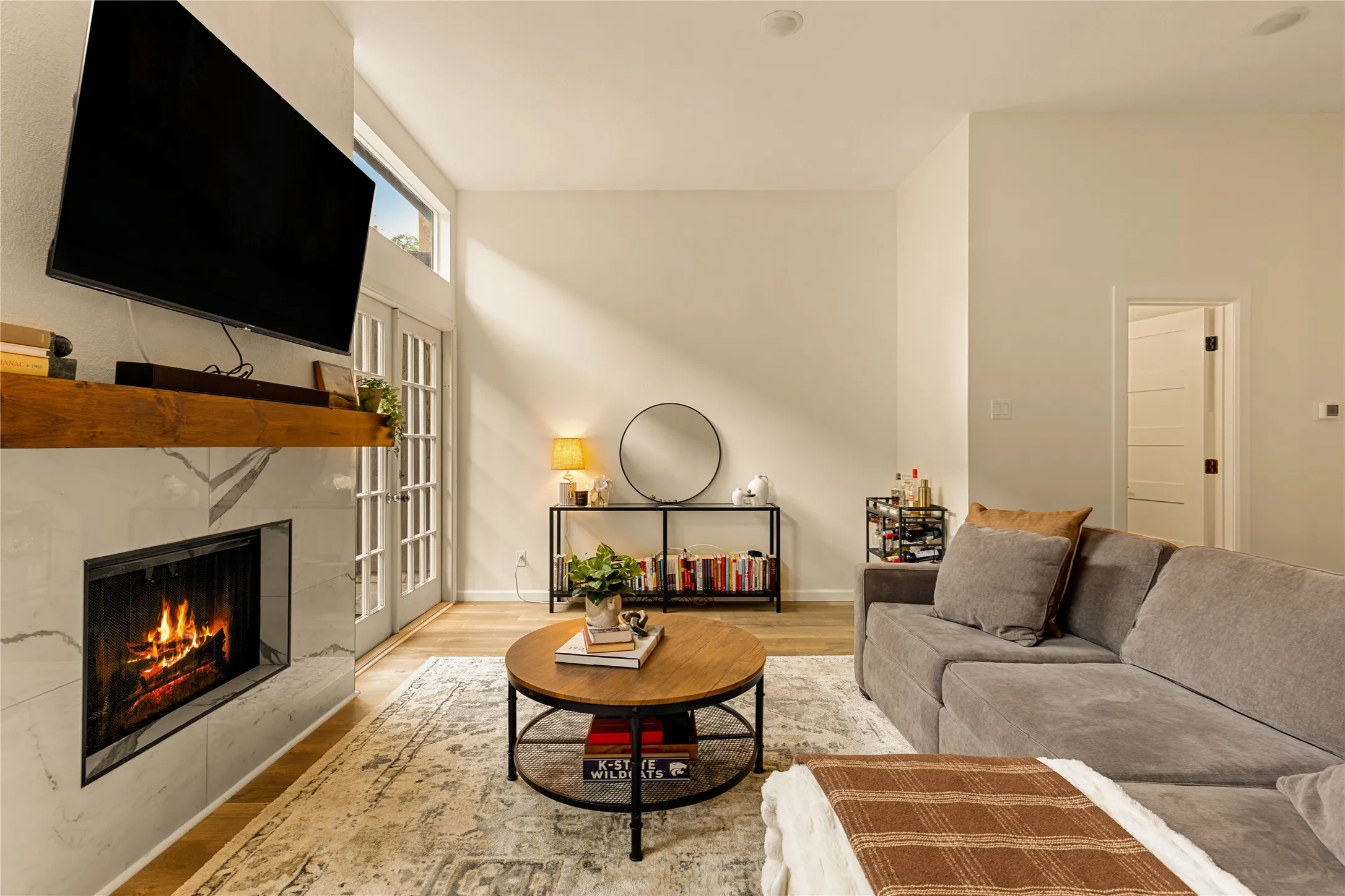 Thoughtfully renovated with new flooring and fresh paint throughout.